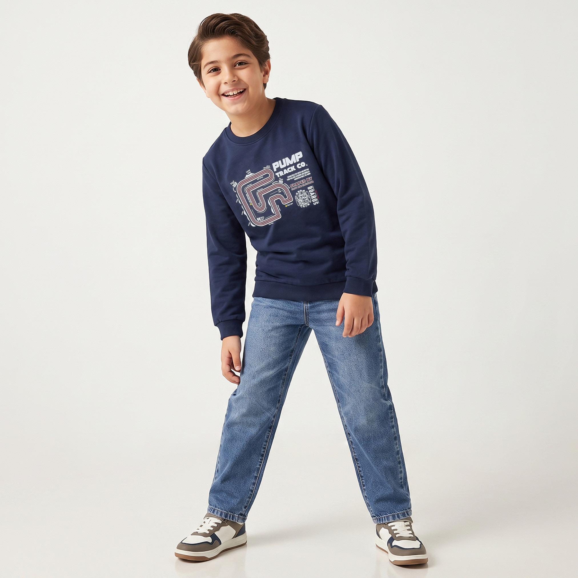 Juniors Race Track Print Sweatshirt with Long Sleeves-boys-clothing-winterwear-sweatshirts-image-4