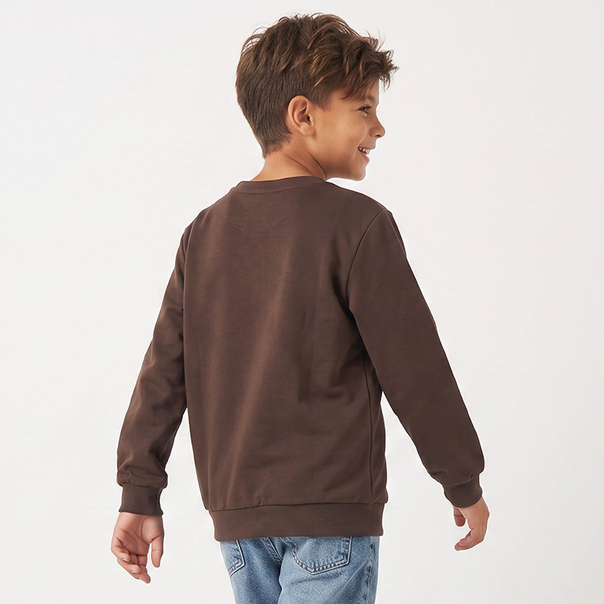 Juniors Crew Neck Sweatshirt with Football Print-boys-clothing-winterwear-sweatshirts-image-2