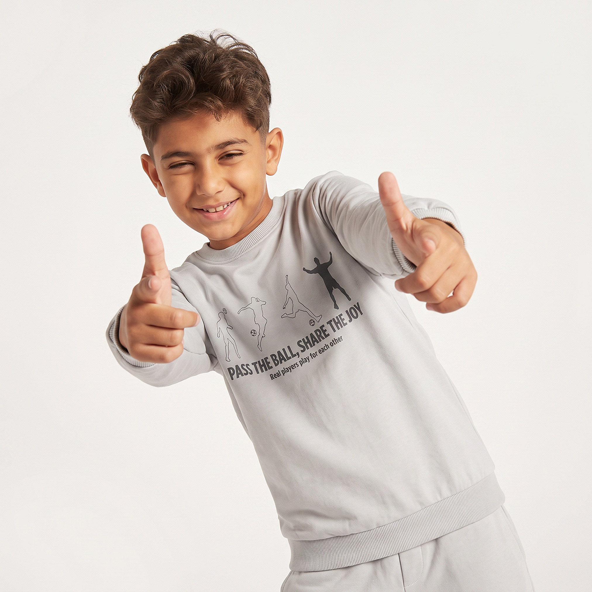 سويت شيرت بياقة ضيقة وطبعات كرة قدم من جونيورز-boys-clothing-winterwear-sweatshirts-image-1