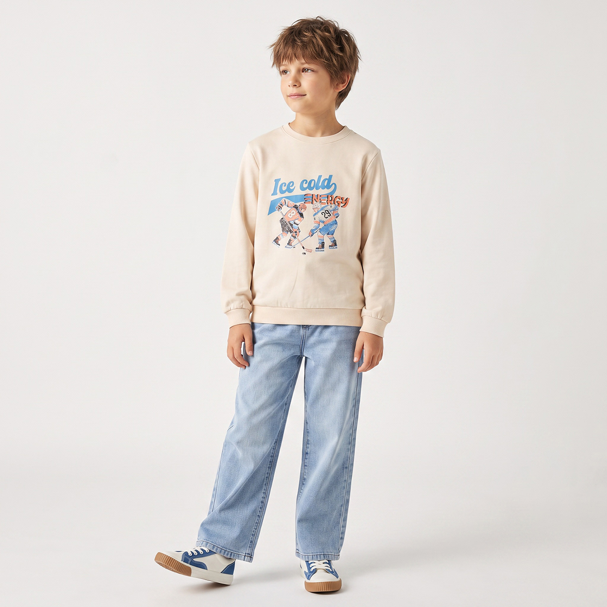 Juniors Crew Neck Sweatshirt with Ice Hockey Print-boys-clothing-winterwear-sweatshirts-image-3