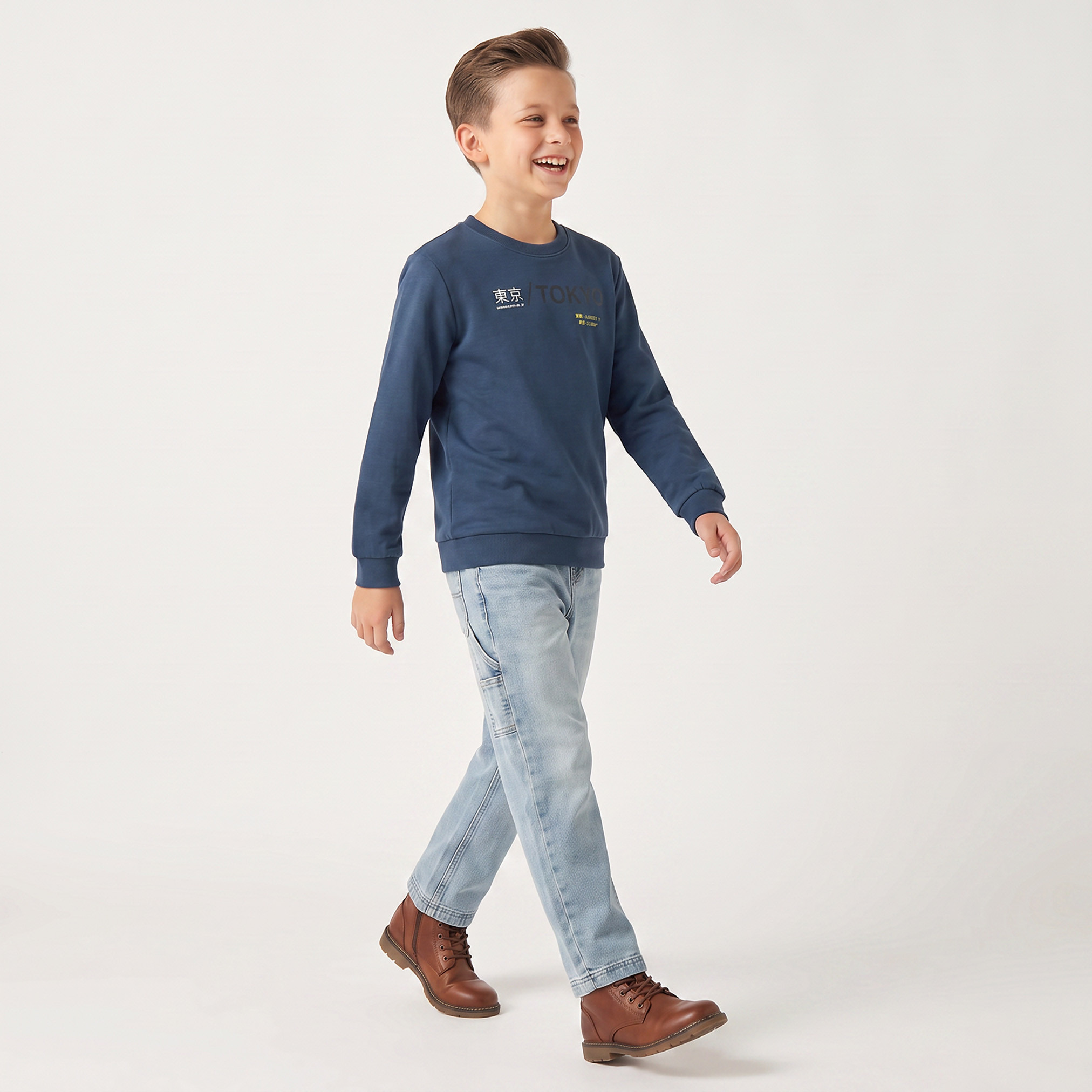 Juniors Crew Neck Sweatshirt with Tokyo Print-boys-clothing-winterwear-sweatshirts-image-5