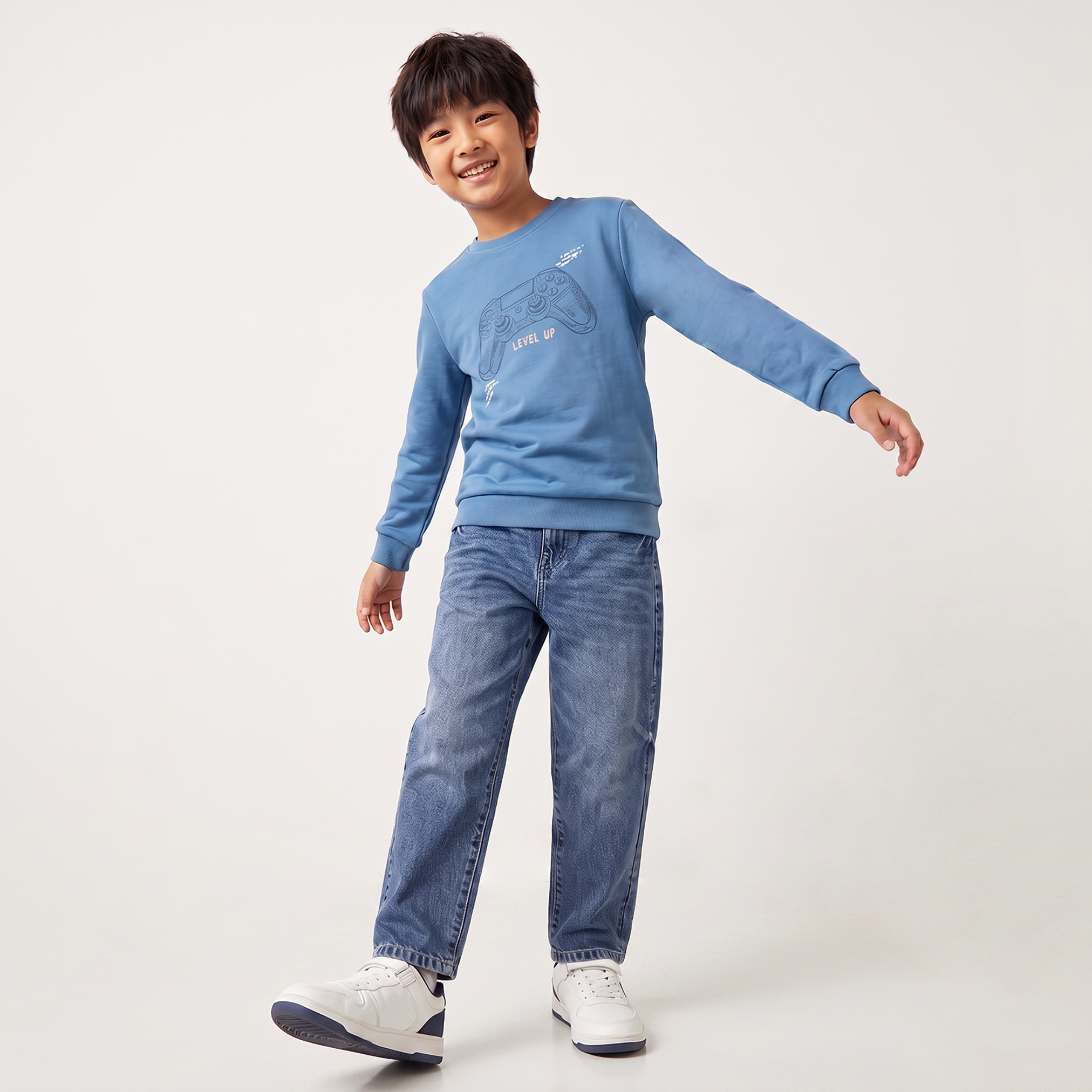 Juniors Crew Neck Sweatshirt with Game Controller Print-boys-clothing-winterwear-sweatshirts-image-5