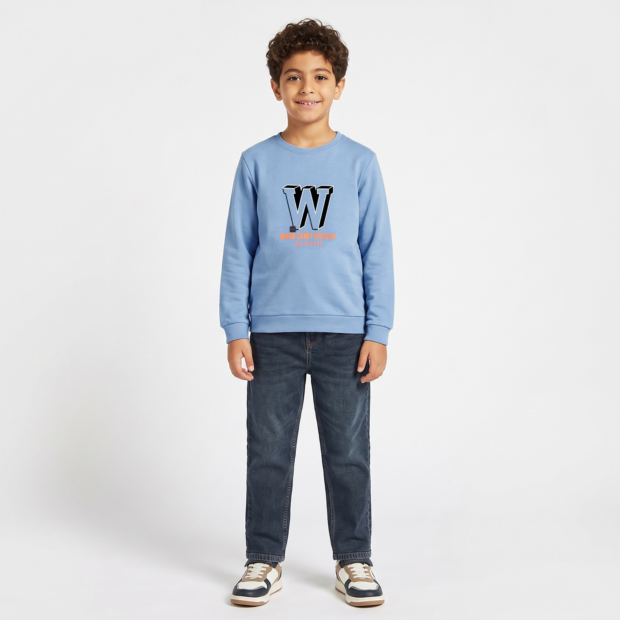 Juniors Crew Neck Sweatshirt with Letter Print-boys-clothing-winterwear-sweatshirts-image-2