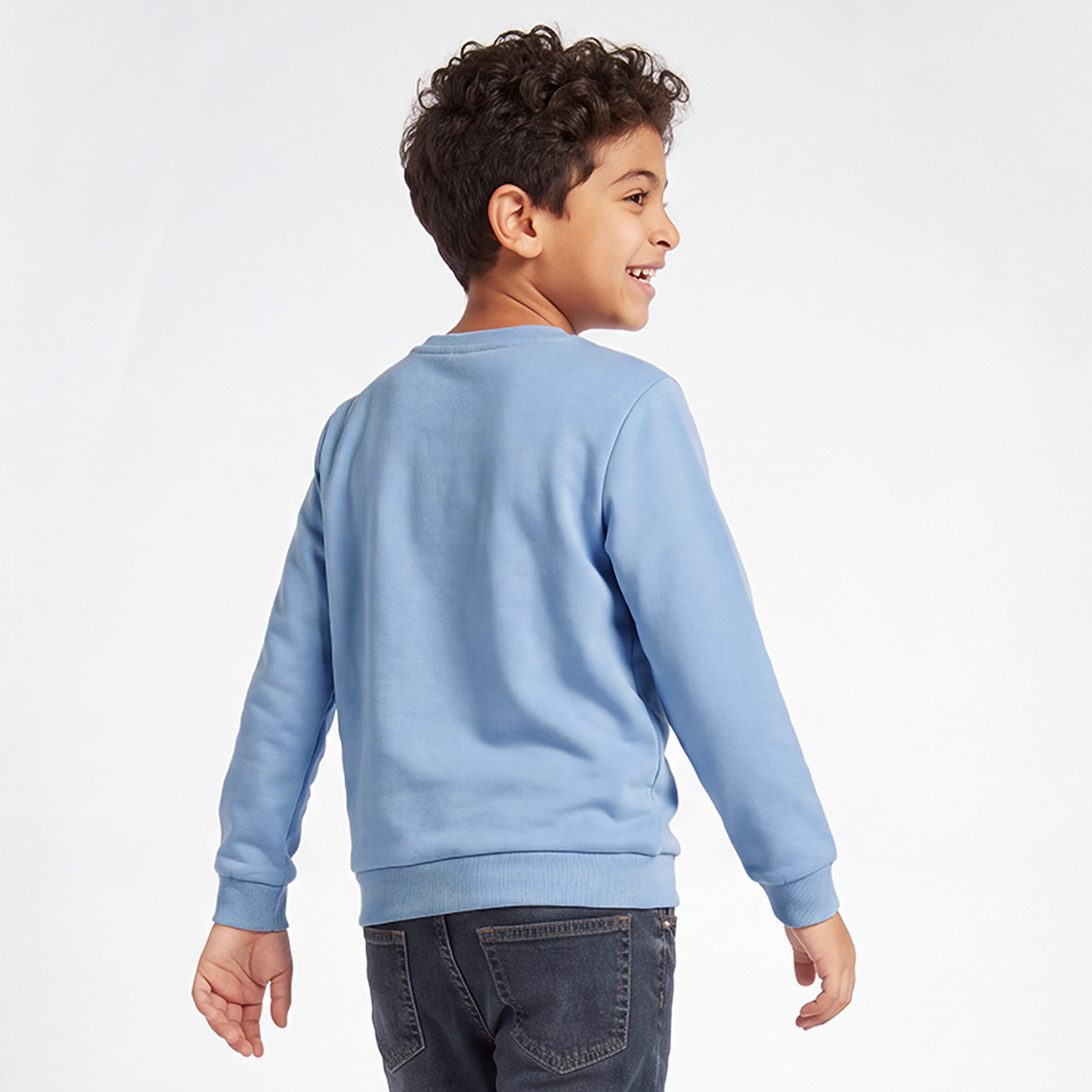 Juniors Crew Neck Sweatshirt with Letter Print-boys-clothing-winterwear-sweatshirts-image-3