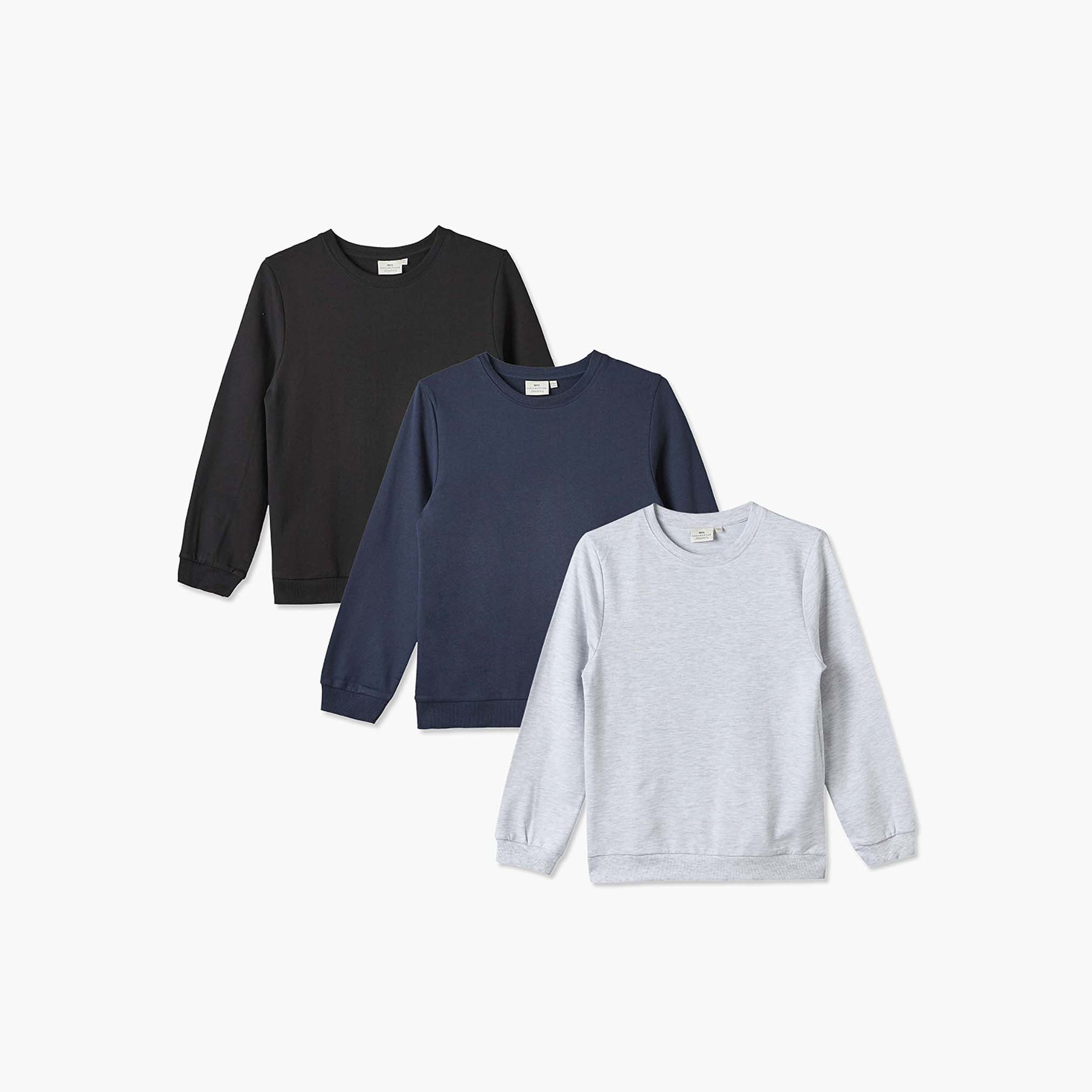 طقم سويت شيرت بياقة ضيقة 3 قطع من جونيورز-boys-clothing-winterwear-sweatshirts-image-1