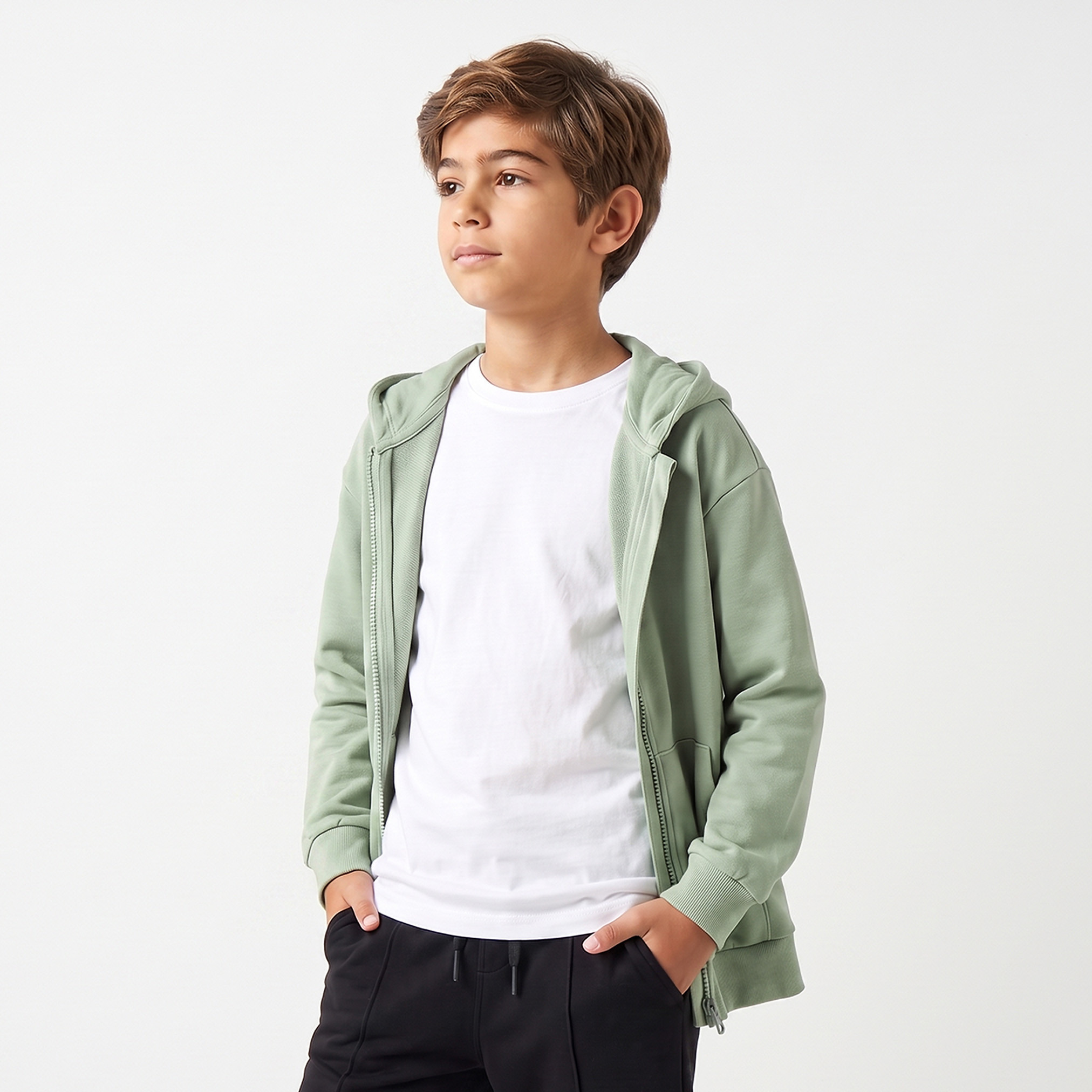 هودي بسحاب وأكمام طويلة من جونيورز-boys-clothing-winterwear-sweatshirts-image-1