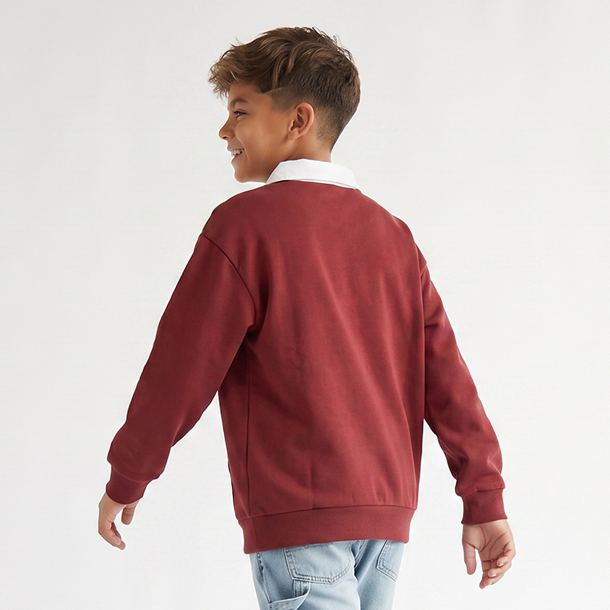سويت شيرت بياقة متباينة وأكمام طويلة من جونيورز-boys-clothing-winterwear-sweatshirts-image-2