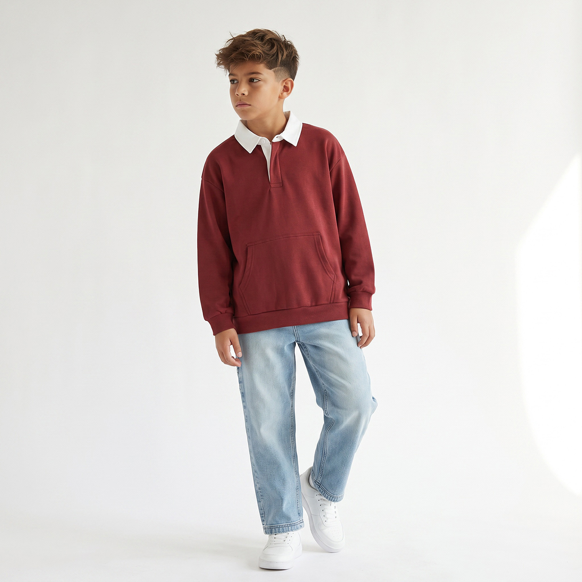 سويت شيرت بياقة متباينة وأكمام طويلة من جونيورز-boys-clothing-winterwear-sweatshirts-image-3