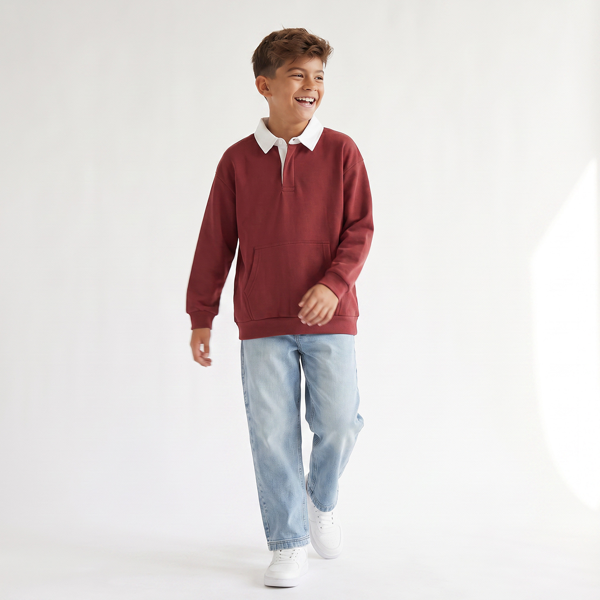 سويت شيرت بياقة متباينة وأكمام طويلة من جونيورز-boys-clothing-winterwear-sweatshirts-image-5