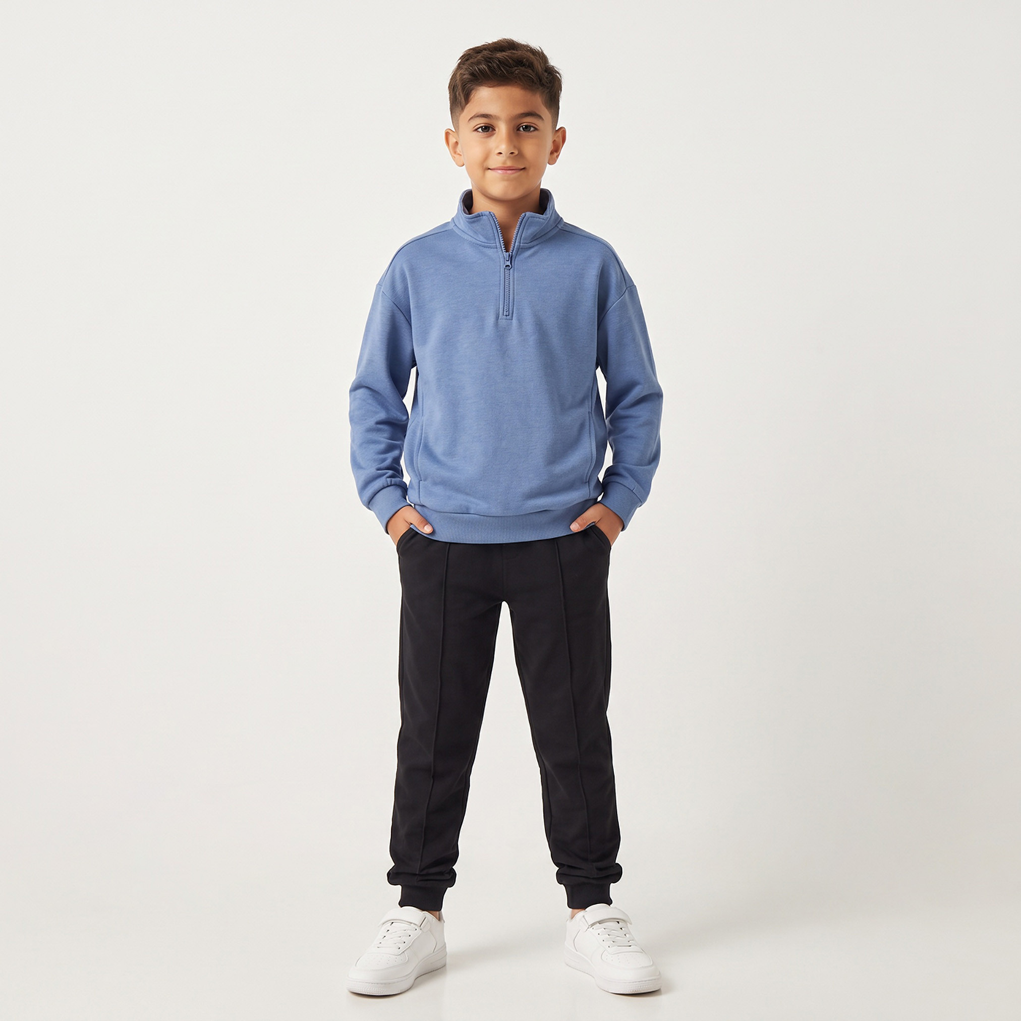 Juniors High Neck Sweatshirt with Long Sleeves-boys-clothing-winterwear-sweatshirts-image-3