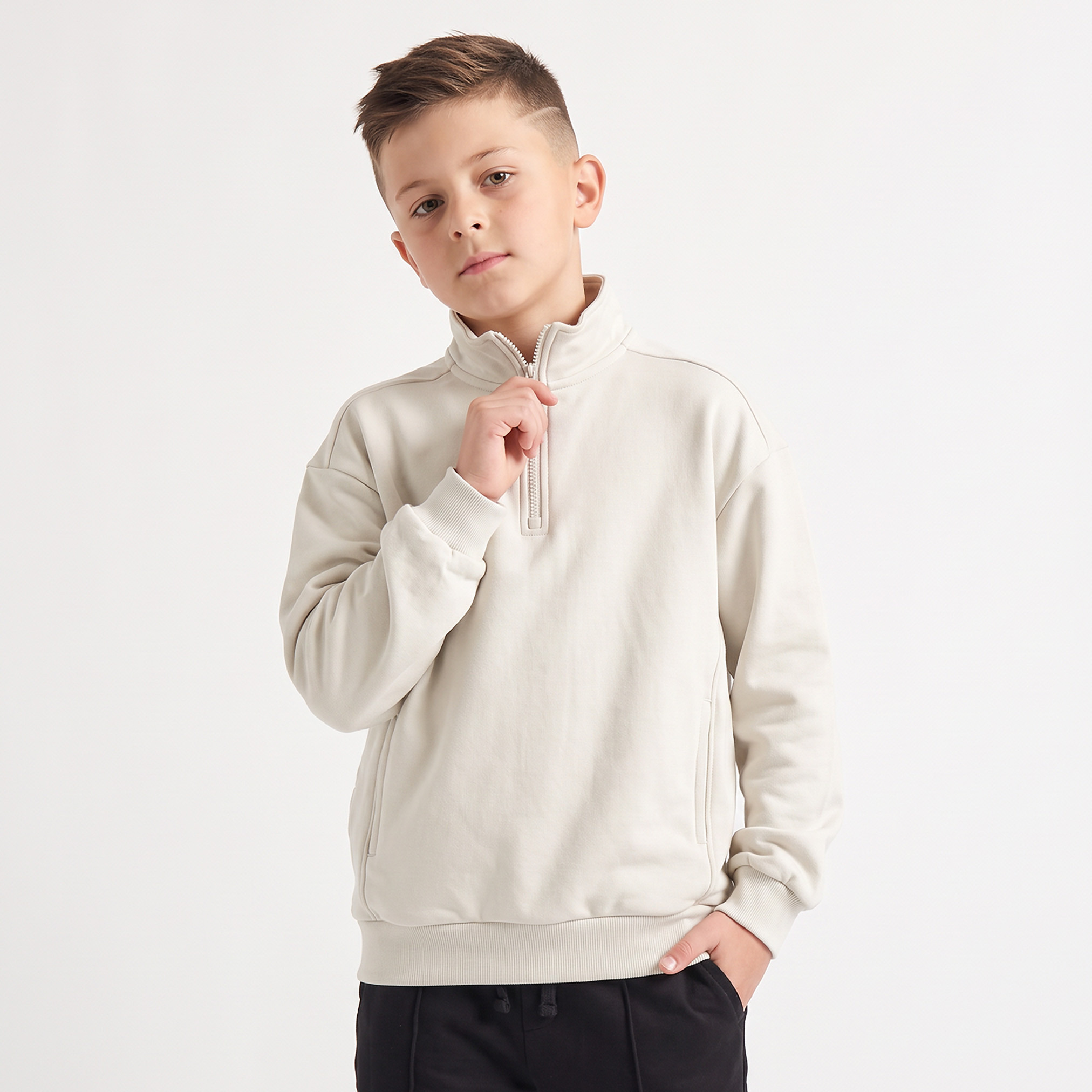 Juniors High Neck Sweatshirt with Long Sleeves-boys-clothing-winterwear-sweatshirts-image-1