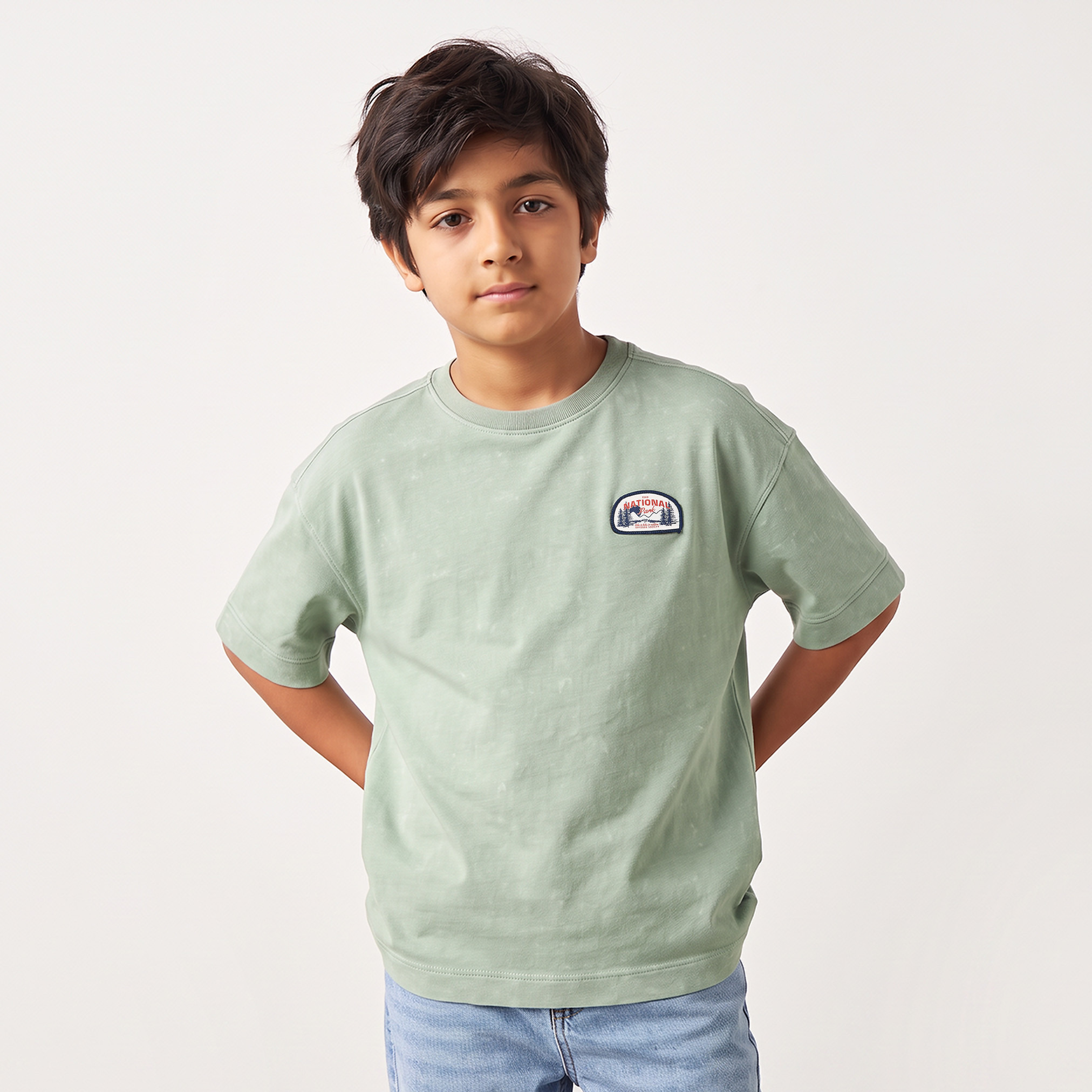 تيشيرت بياقة ضيقة وأكمام قصيرة من جونيورز-boys-clothing-tshirtsandpolos-image-1