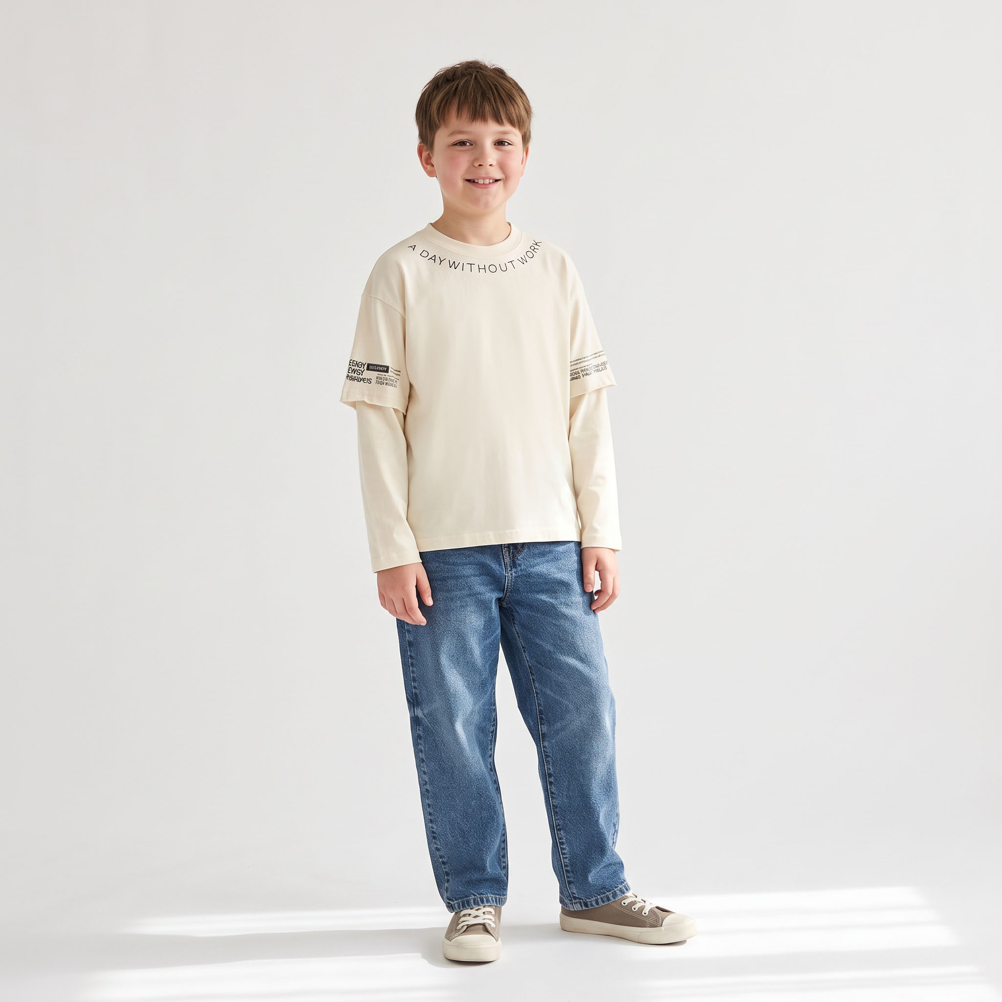 Juniors Crew Neck Long Sleeves T-shirt with Slogan Print-boys-clothing-tshirtsandpolos-image-2