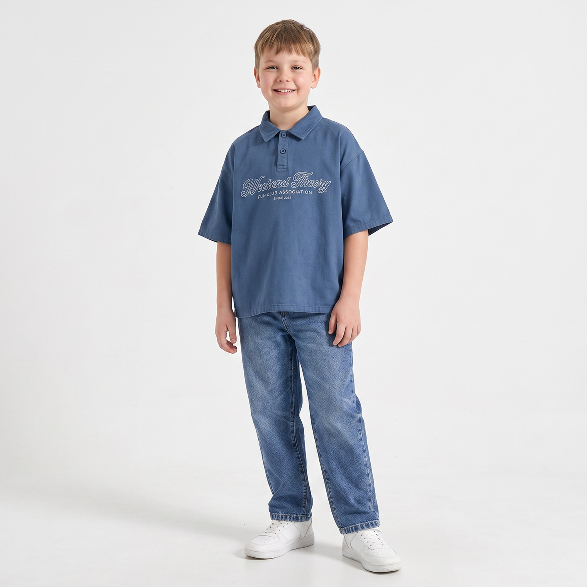 Juniors Short Sleeves Polo T-shirt with Embroidery-boys-clothing-shirts-image-2