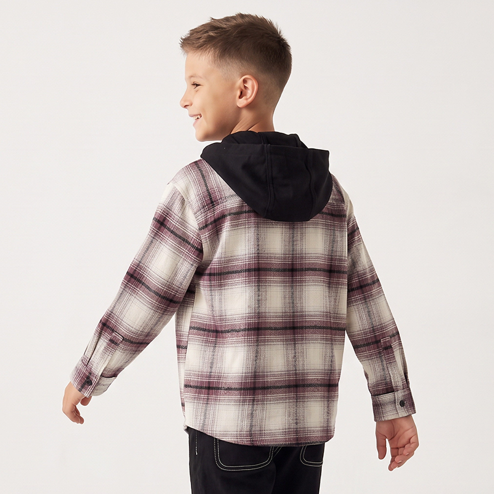 قميص كاروهات بقبعة وأكمام طويلة من جونيورز-boys-clothing-shirts-image-2