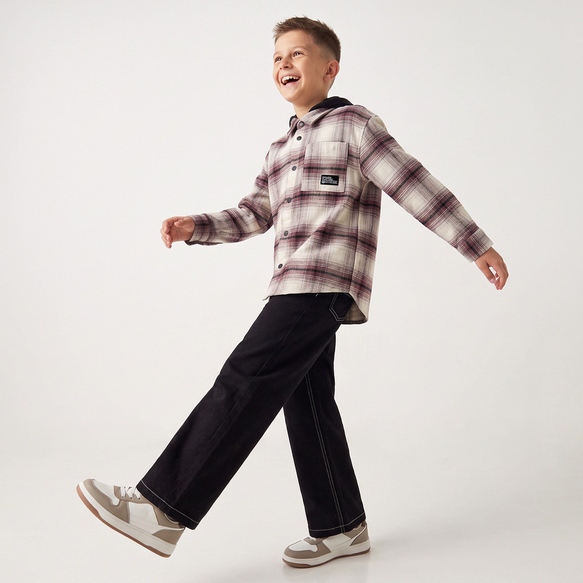 قميص كاروهات بقبعة وأكمام طويلة من جونيورز-boys-clothing-shirts-image-5