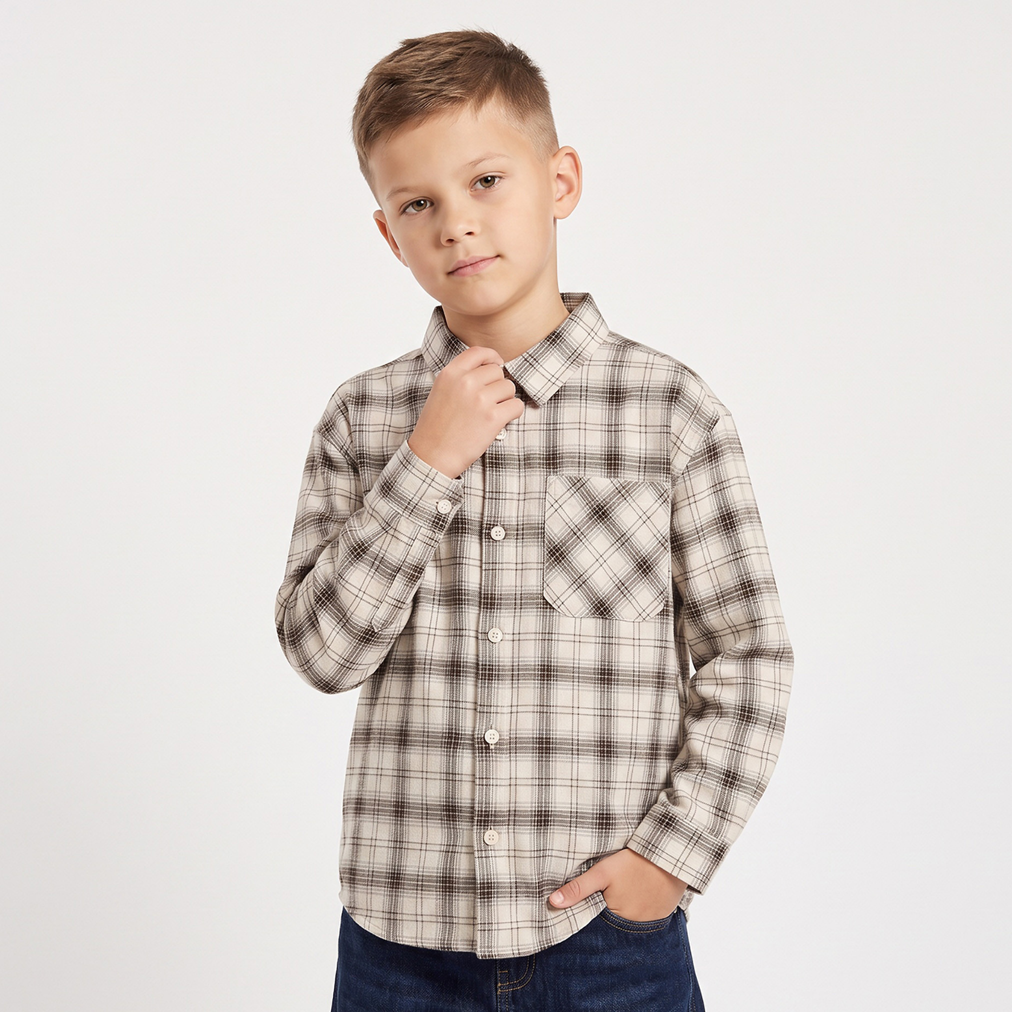 قميص كاروهات بأكمام طويلة من جونيورز-boys-clothing-shirts-image-1