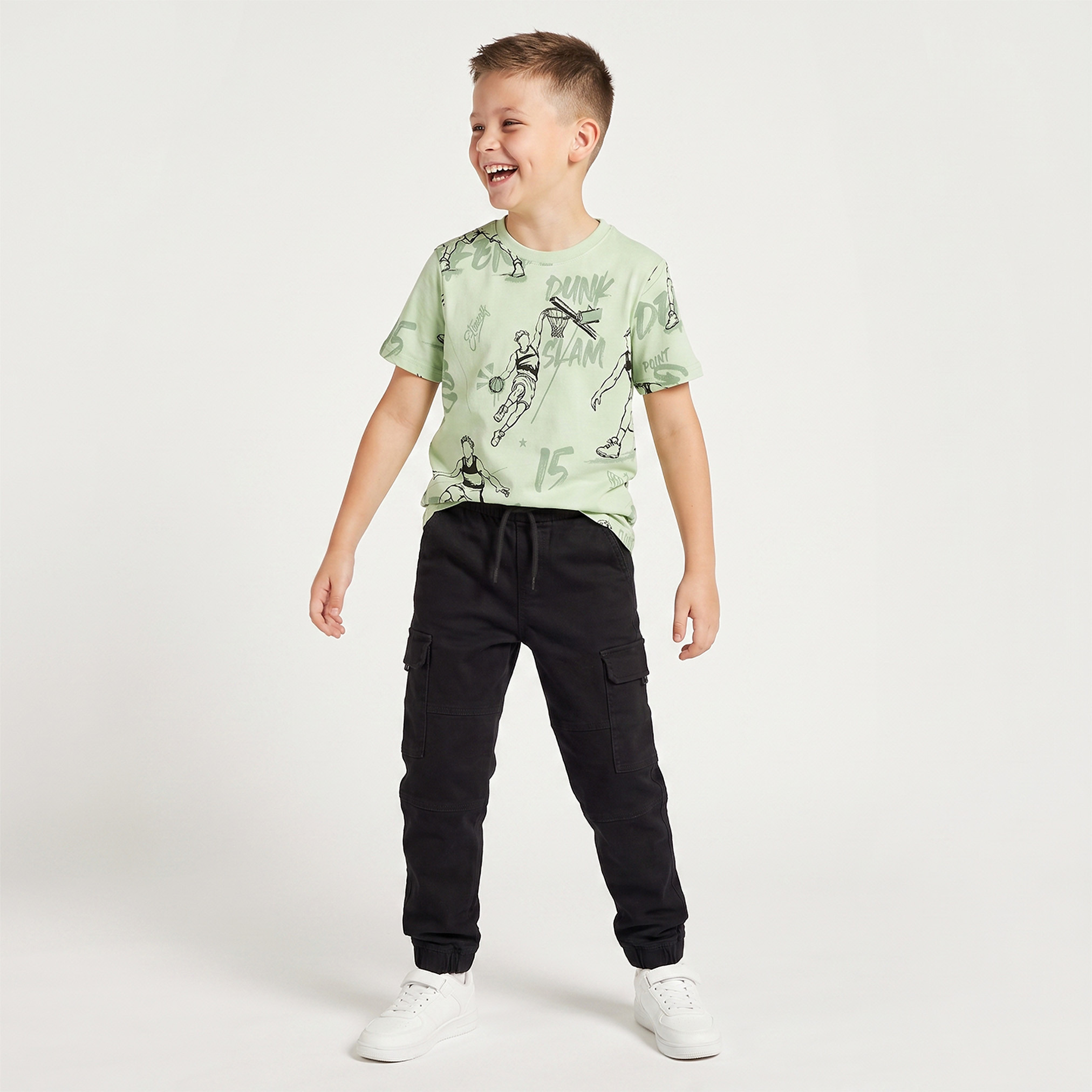 Juniors Trousers with Flap Pockets, Elasticated Drawstring Waist-boys-clothing-bottoms-trousers-image-2