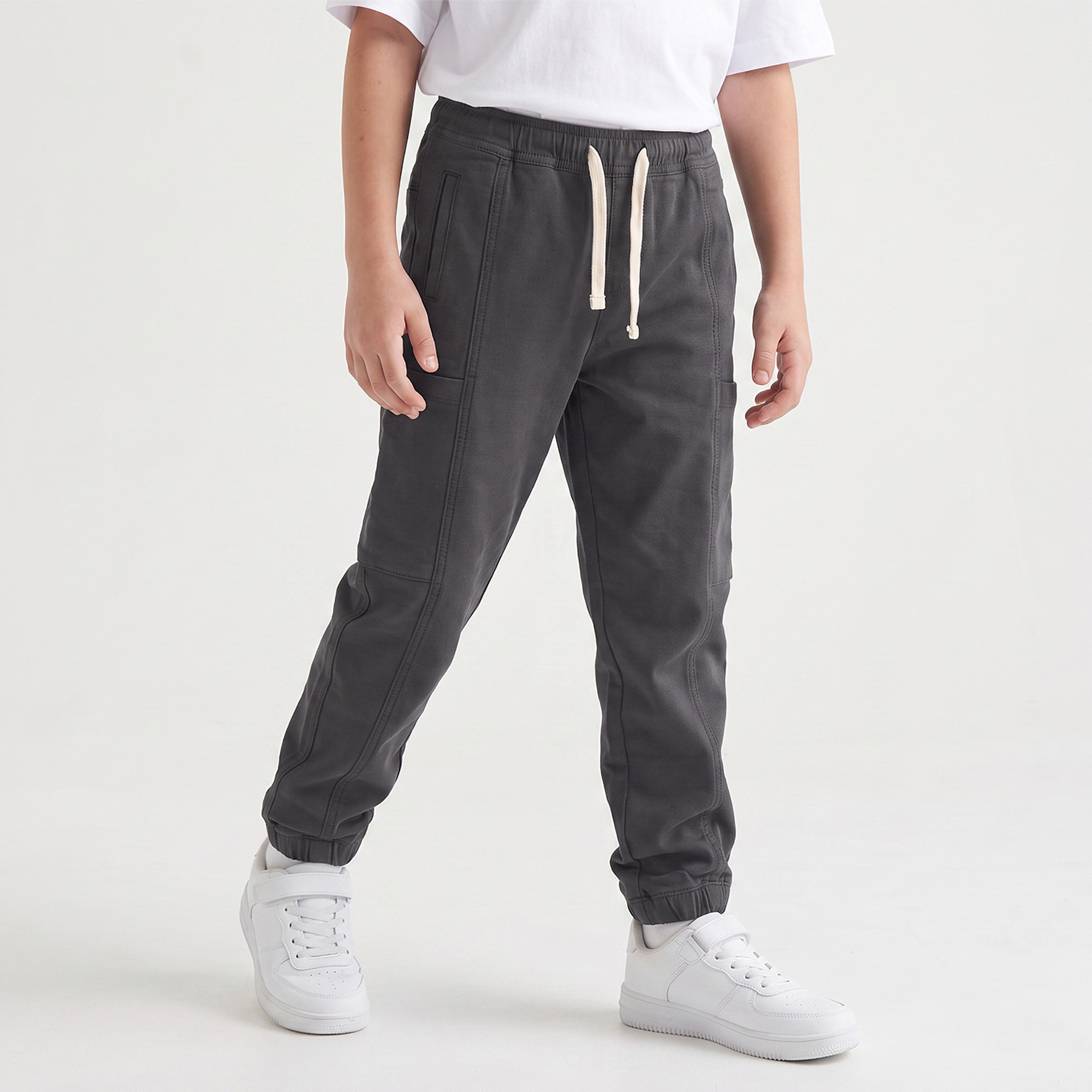 Juniors Regular Fit Trousers with Pockets, Drawstring Waist-boys-clothing-bottoms-trousers-image-1
