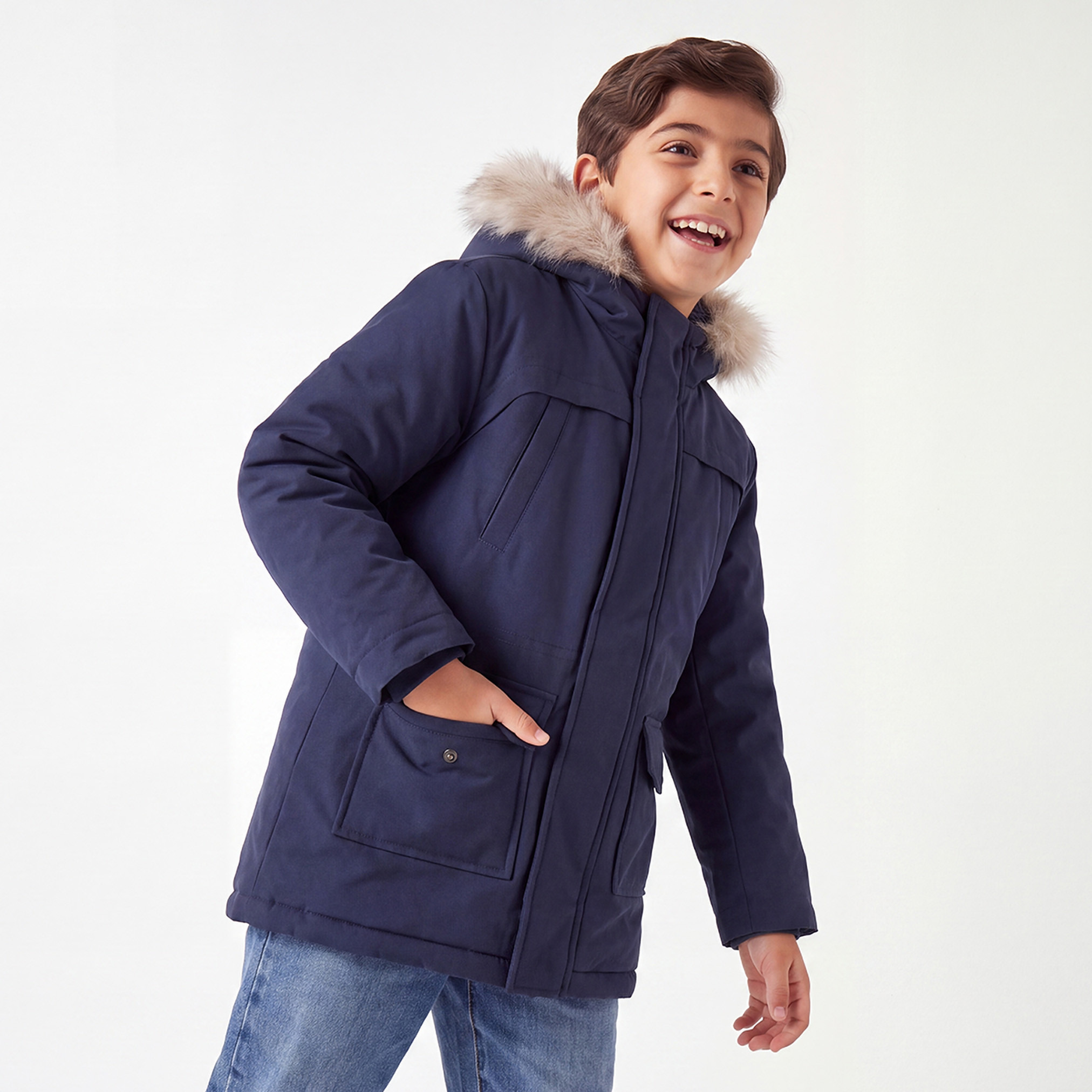 جاكيت بغطاء رأس بحافة فرو من جونيورز-boys-clothing-jacketsandcoats-image-4