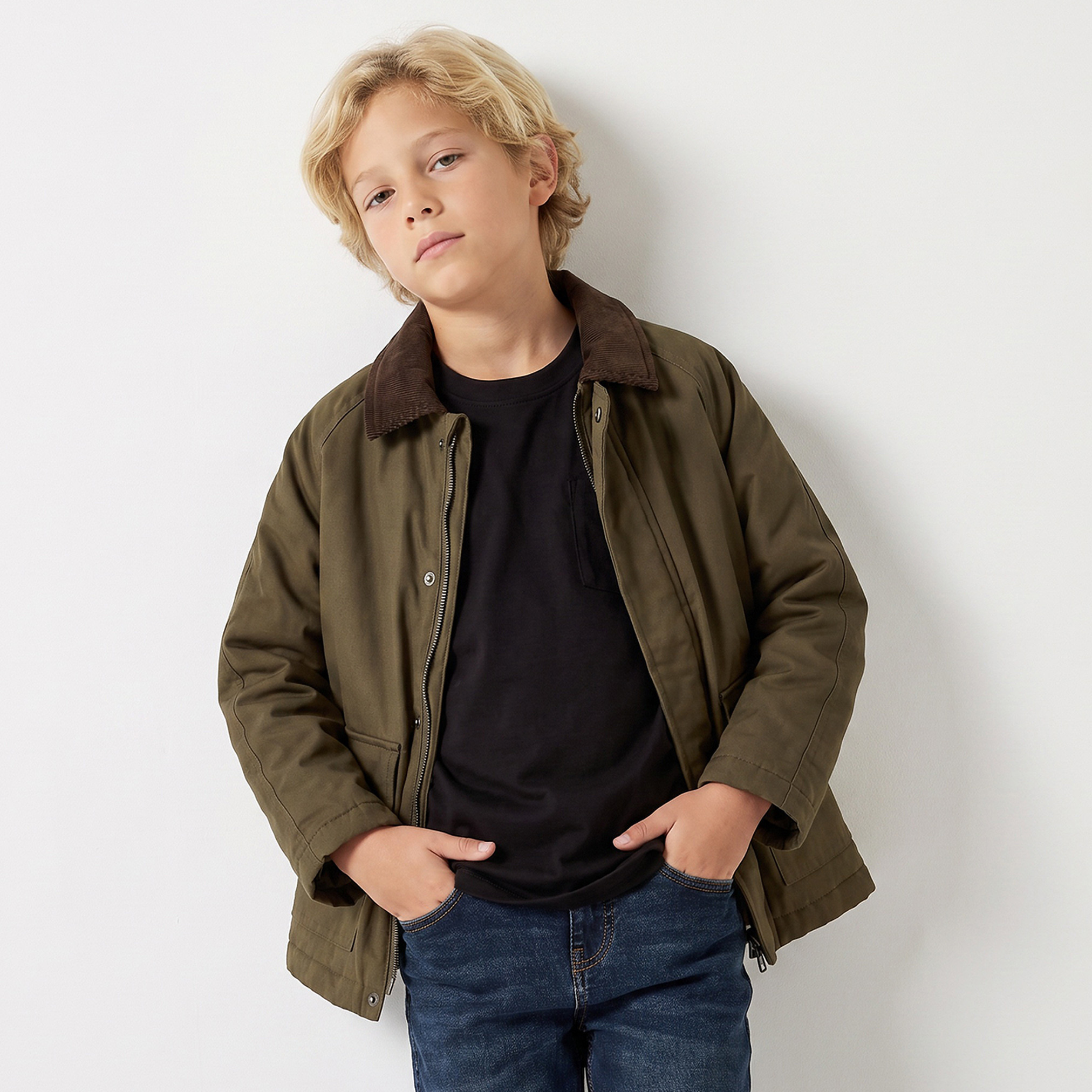 جاكيت بياقة وأكمام طويلة وسحاب إغلاق من جونيورز-boys-clothing-jacketsandcoats-image-1