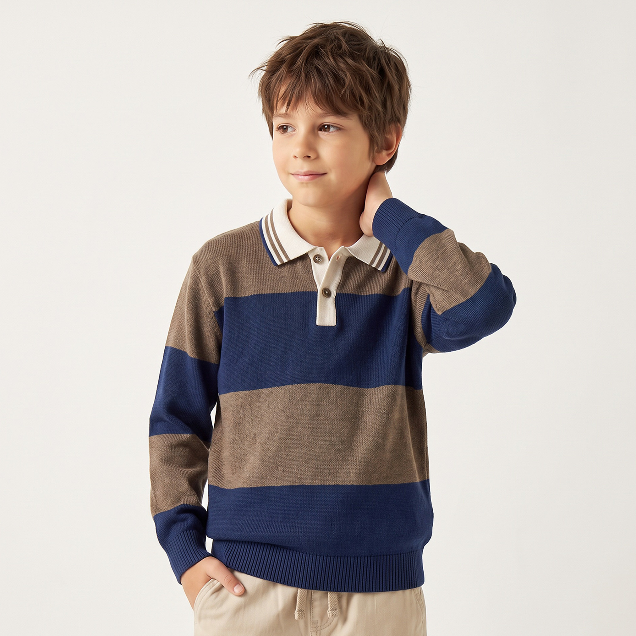 Juniors Striped Sweater with Long Sleeves-boys-clothing-jumpersandcardigans-image-2