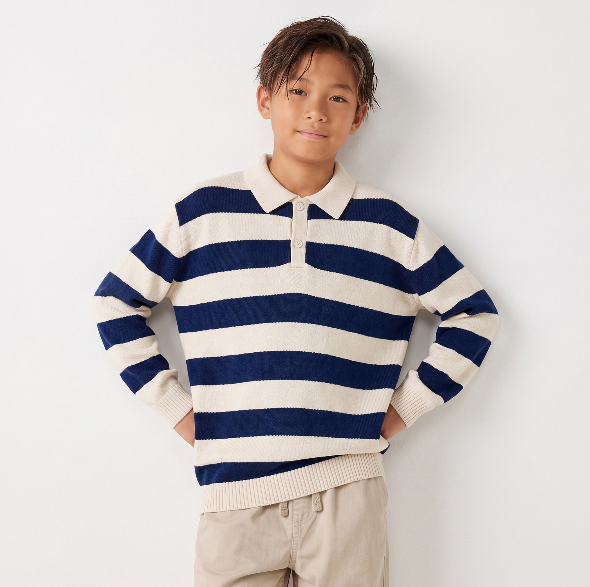 كنزة مقلمة بأكمام طويلة من جونيورز-boys-clothing-jumpersandcardigans-image-1