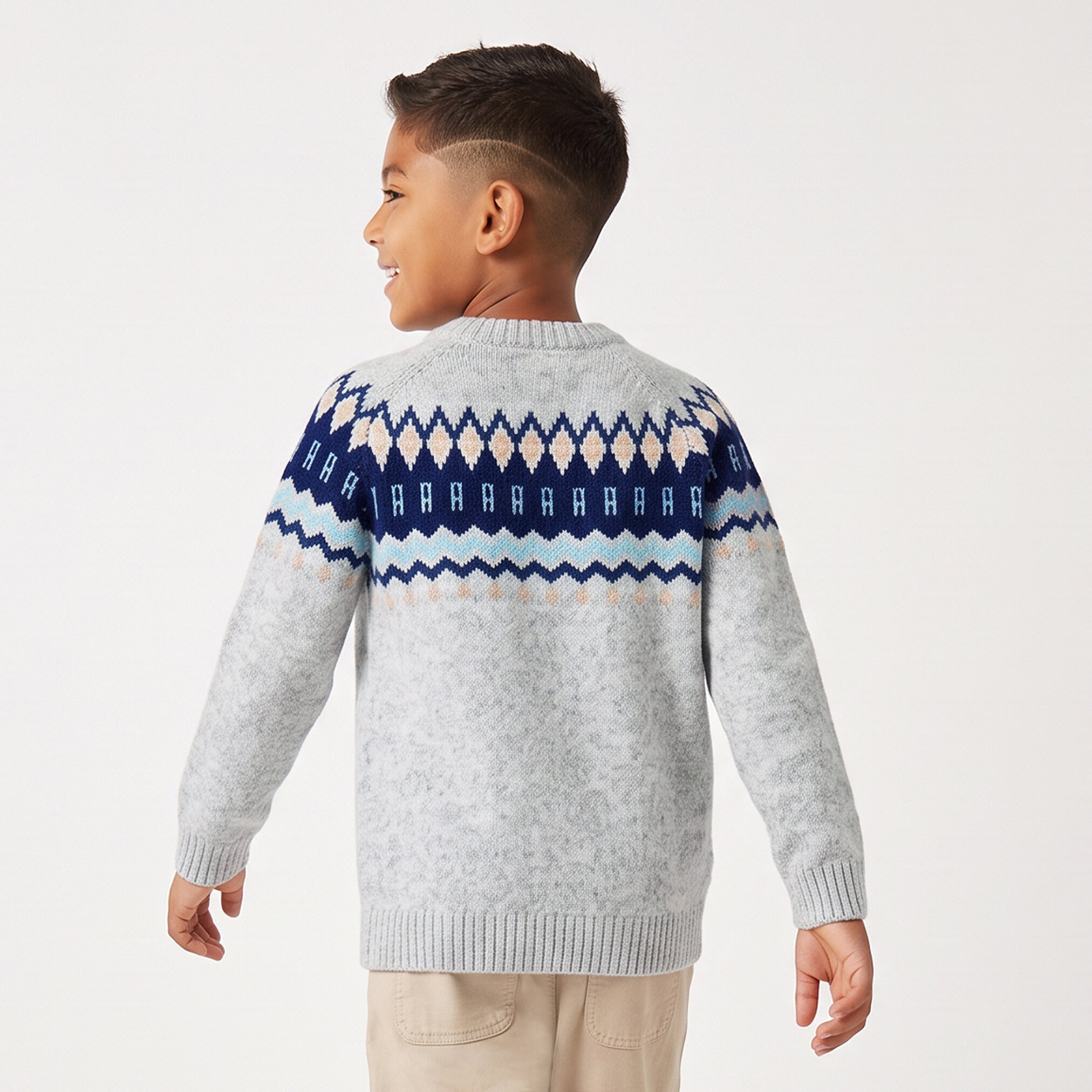 كنزة محبوكة بأكمام طويلة وبنقشة فير آيل من جونيورز-boys-clothing-jumpersandcardigans-image-3