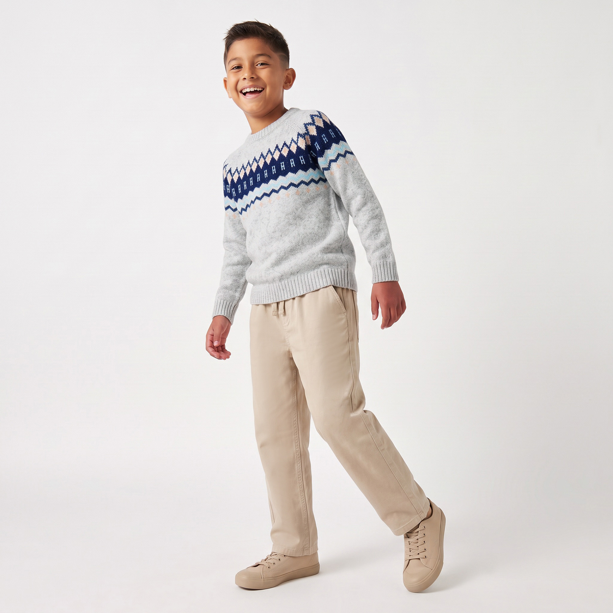 كنزة محبوكة بأكمام طويلة وبنقشة فير آيل من جونيورز-boys-clothing-jumpersandcardigans-image-5