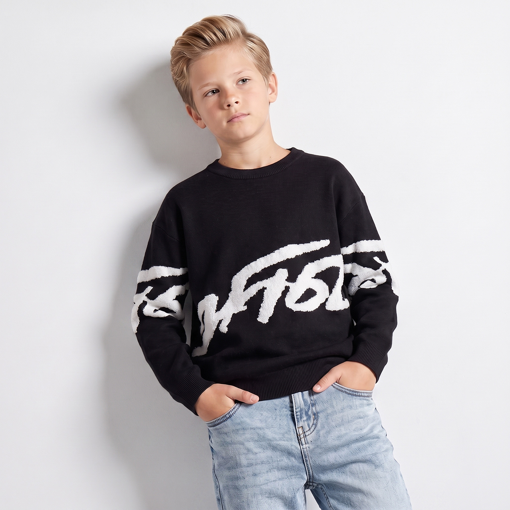 Juniors Printed Sweater with Long Sleeves-boys-clothing-jumpersandcardigans-image-1