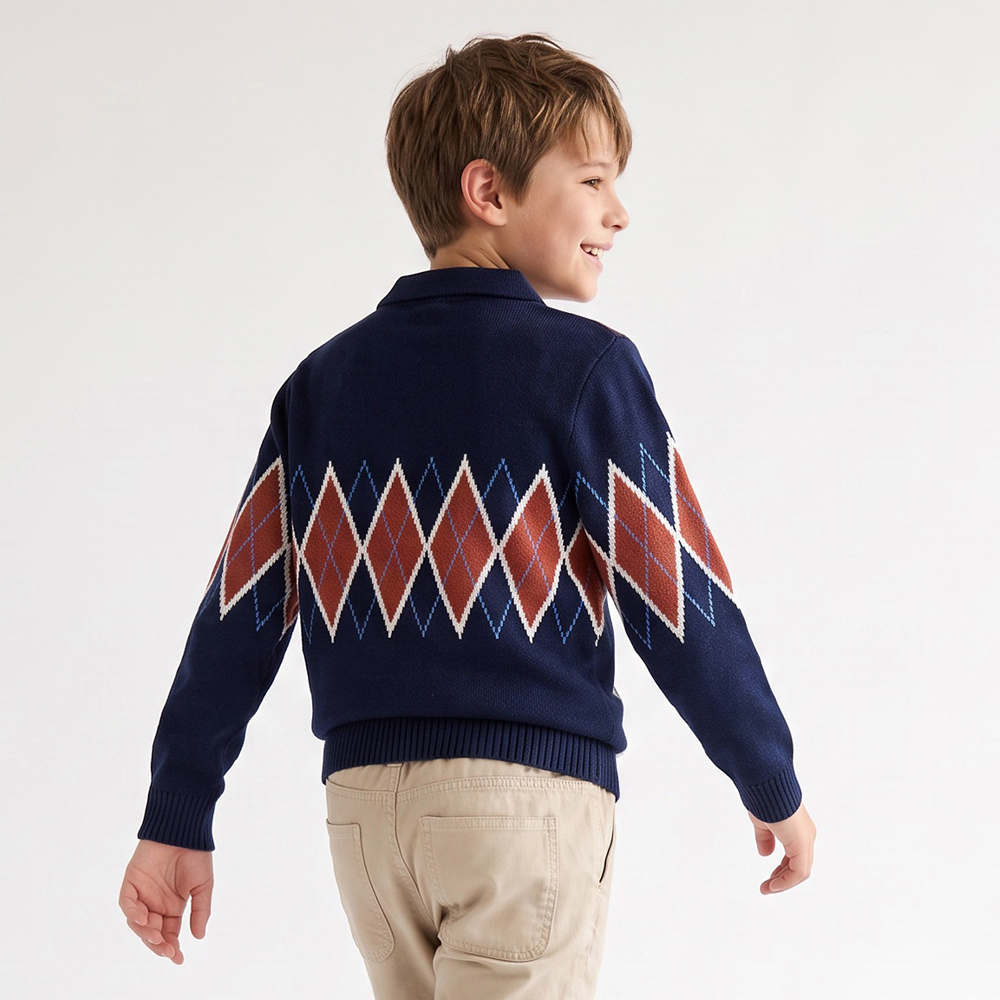 Juniors Argyle Knit Sweater with Long Sleeves-boys-clothing-jumpersandcardigans-image-3