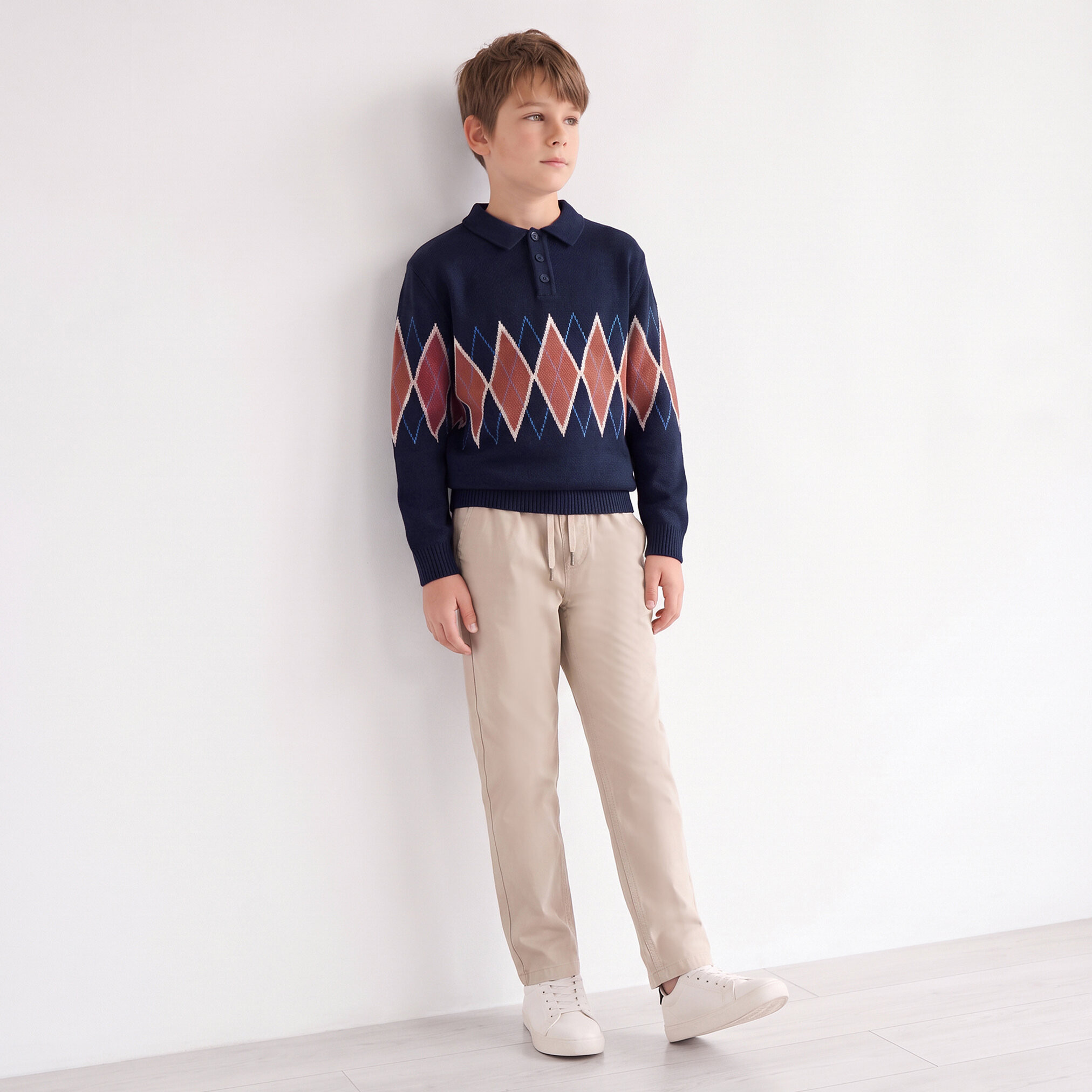 Juniors Argyle Knit Sweater with Long Sleeves-boys-clothing-jumpersandcardigans-image-5
