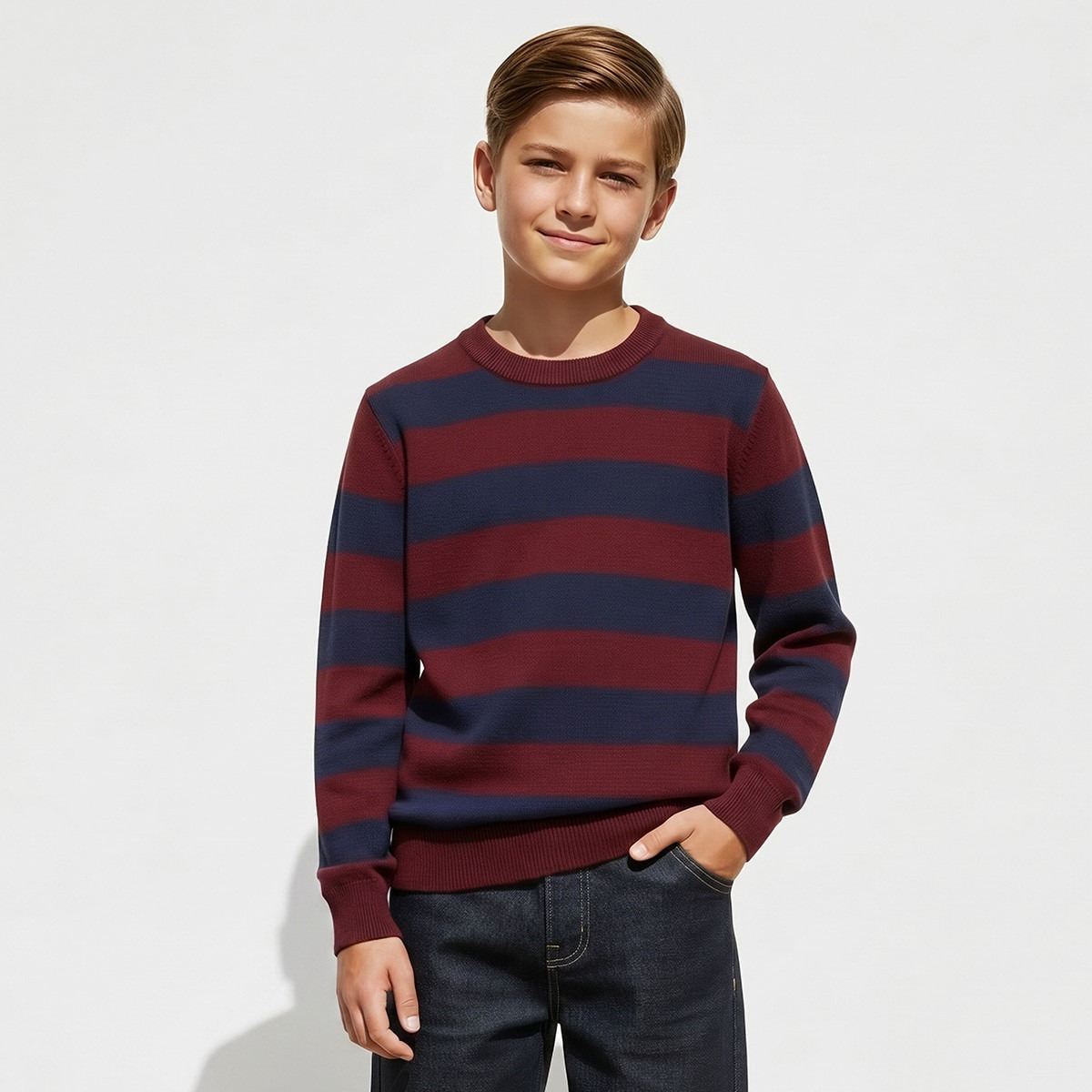 كنزة برقبة ضيقة وخطوط من جونيورز-boys-clothing-jumpersandcardigans-image-1