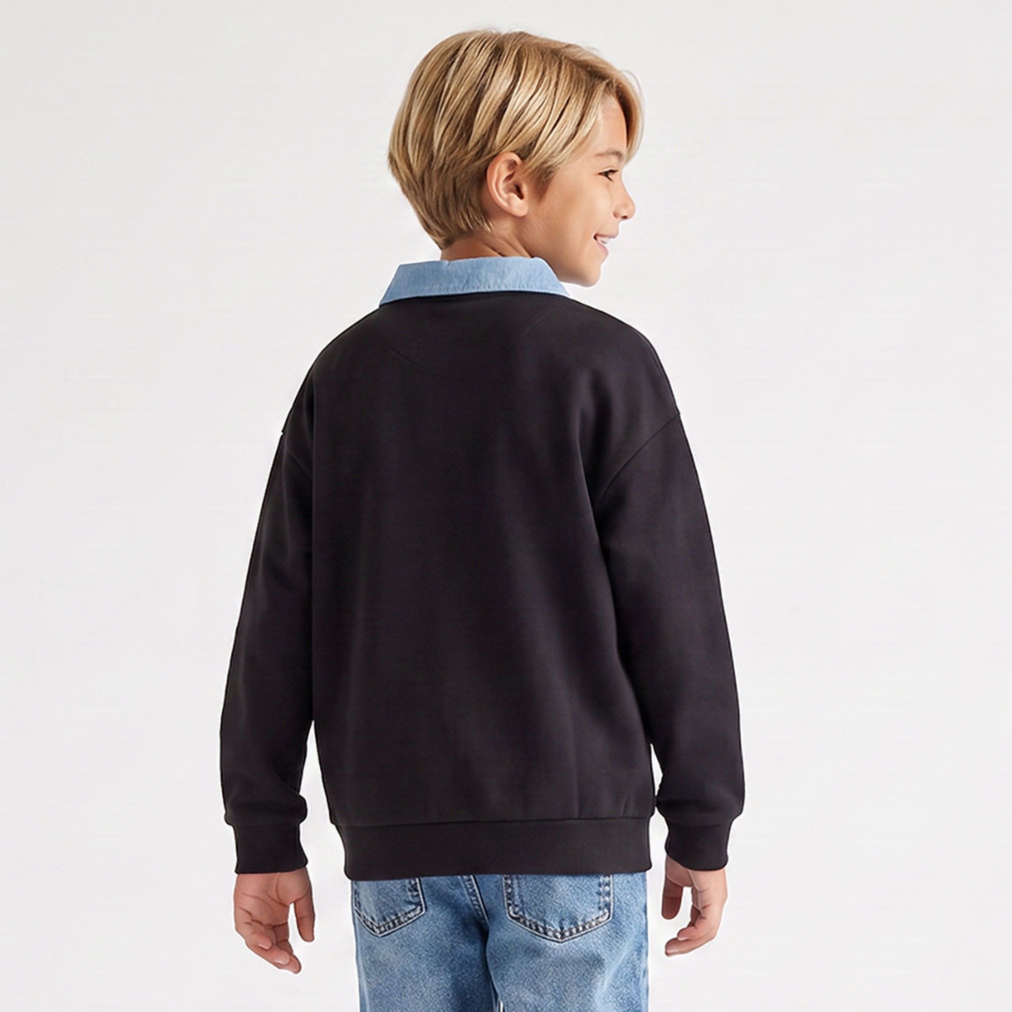 Juniors Embroidered Sweatshirt with Long Sleeves-boys-clothing-winterwear-sweatshirts-image-3