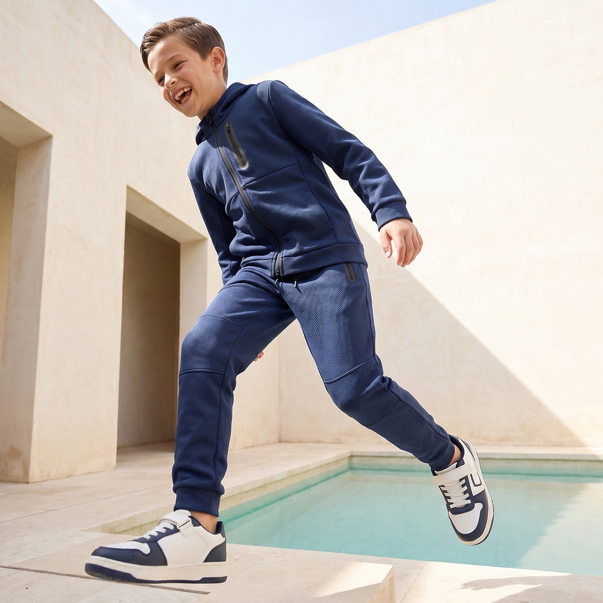 Juniors Hooded Long Sleeves Sweatshirt and Joggers Set with Zip Pocket-boys-clothing-setsandcoords-image-6