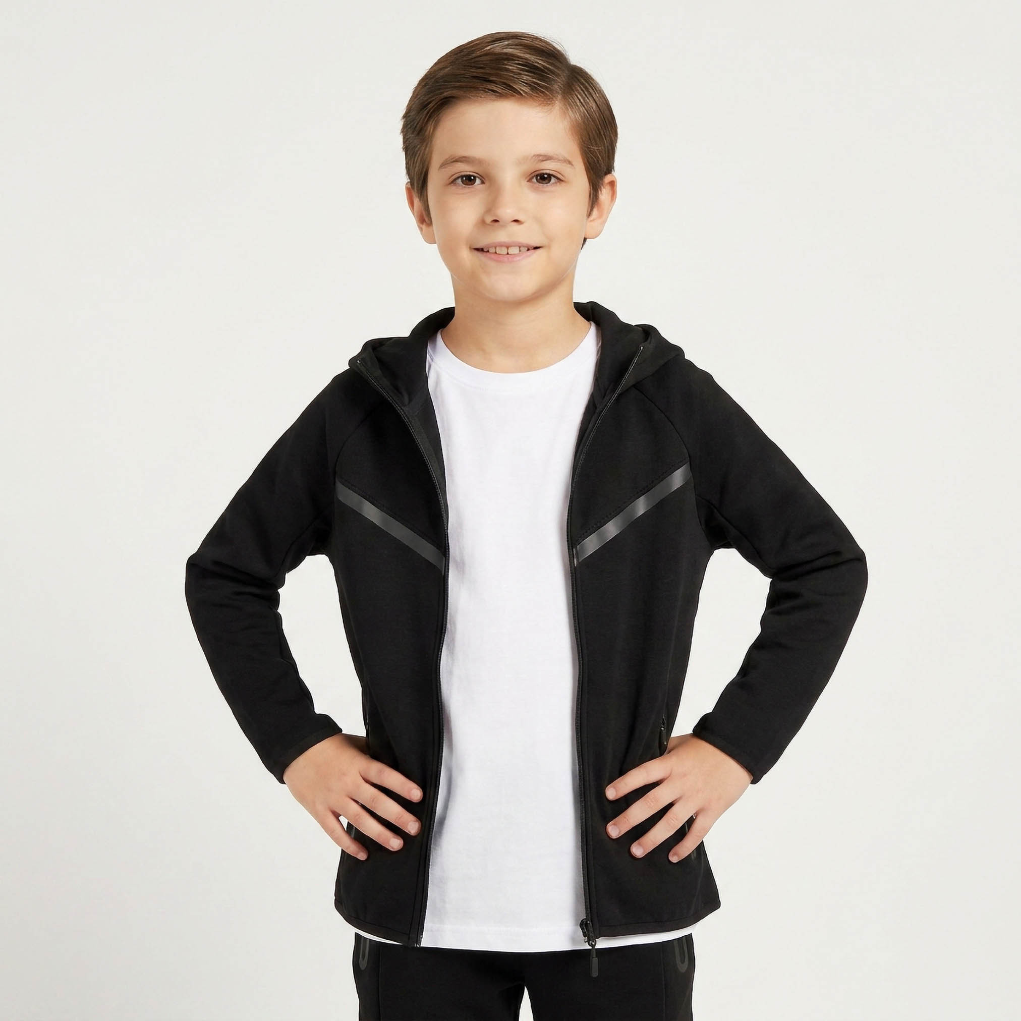 Juniors Hooded Neck Long Sleeves Jacket and Joggers Set with Zip Closure-boys-clothing-setsandcoords-image-2