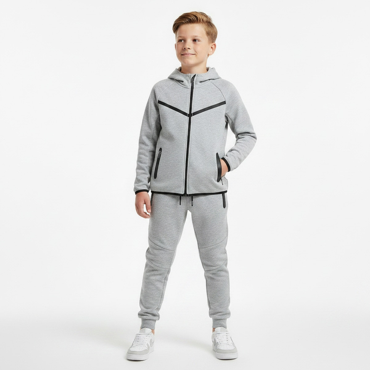 Juniors Hooded Neck Long Sleeves Jacket and Joggers Set with Zip Closure-boys-clothing-setsandcoords-image-6