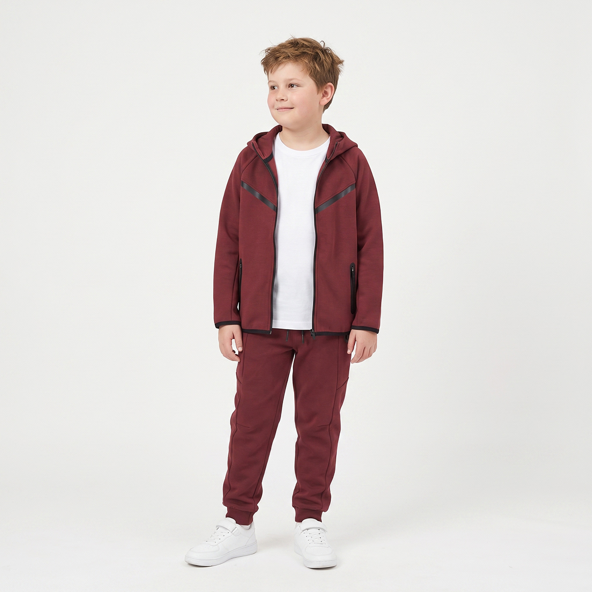 Juniors Hooded Neck Long Sleeves Hoodie and Joggers Set with Zipper Pockets-boys-clothing-setsandcoords-image-1