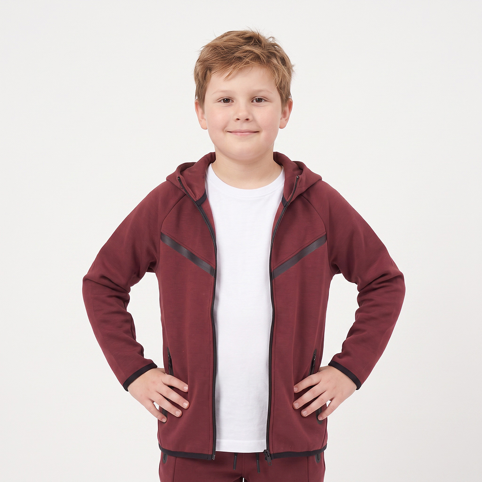 Juniors Hooded Neck Long Sleeves Hoodie and Joggers Set with Zipper Pockets-boys-clothing-setsandcoords-image-2