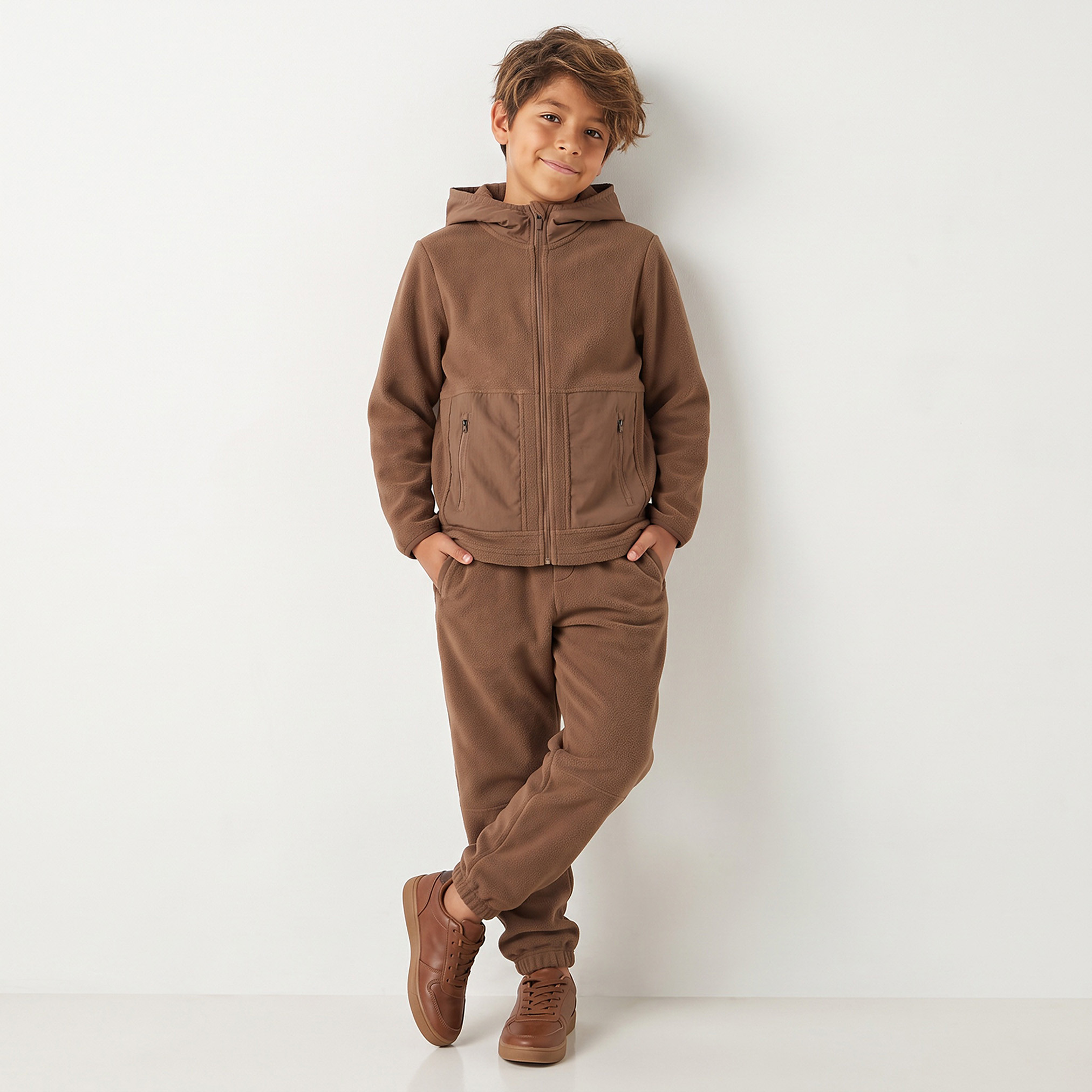 Juniors Long Sleeves Zip Through Hoodie and Joggers Set with Pocket-boys-clothing-setsandcoords-image-1