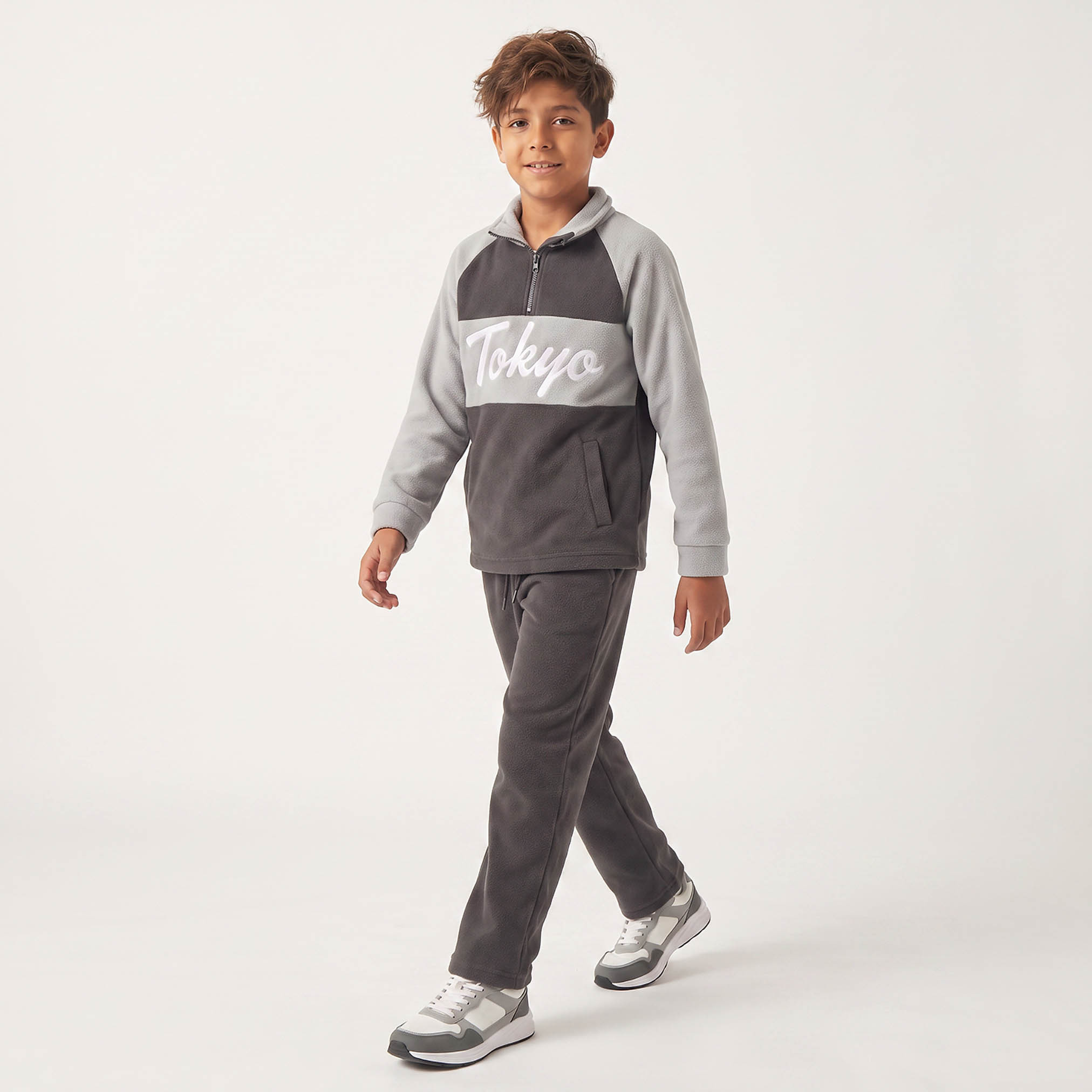 Juniors High Neck Long Sleeves Sweatshirt and Track Pants Set with Tokyo Print-boys-clothing-setsandcoords-image-1