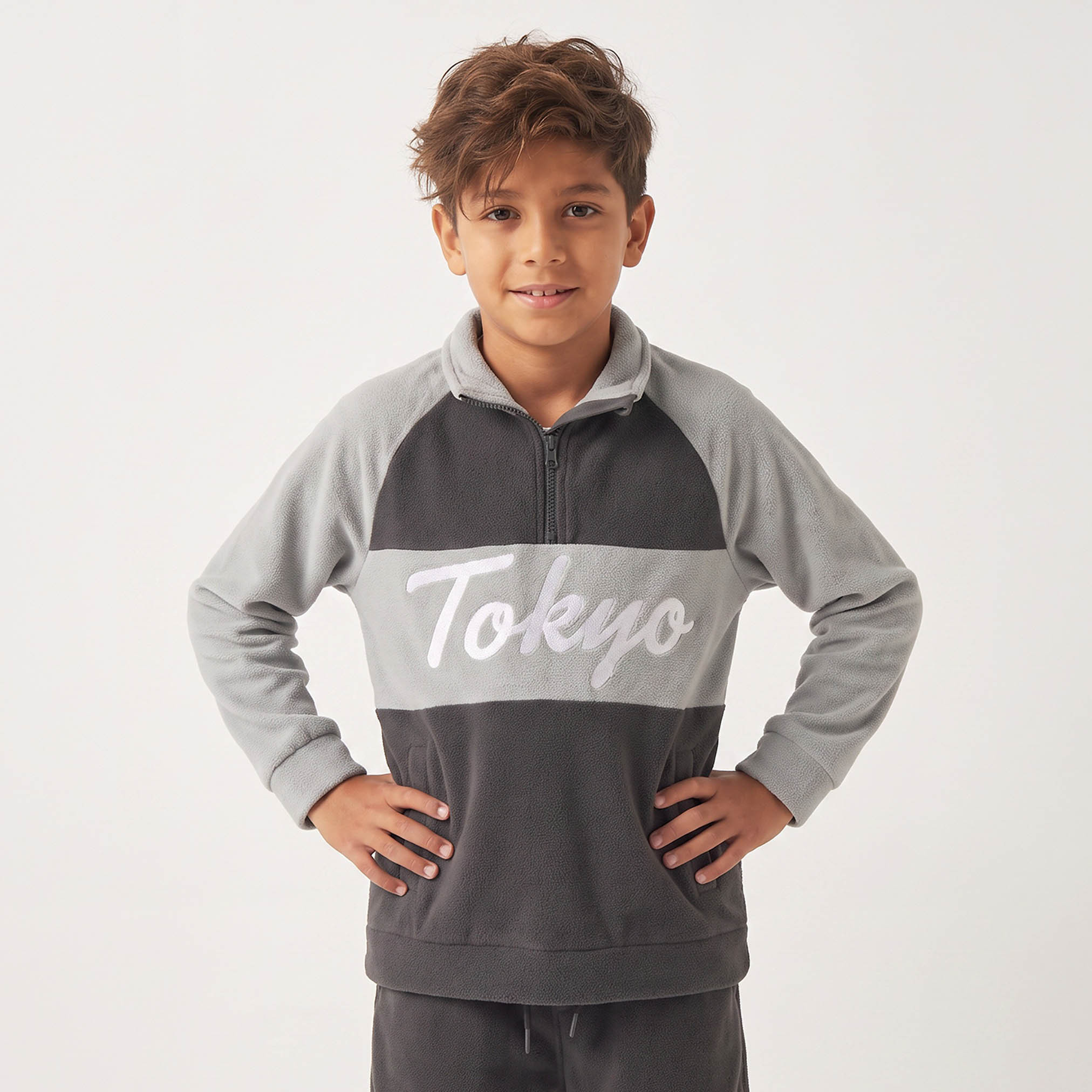 Juniors High Neck Long Sleeves Sweatshirt and Track Pants Set with Tokyo Print-boys-clothing-setsandcoords-image-3