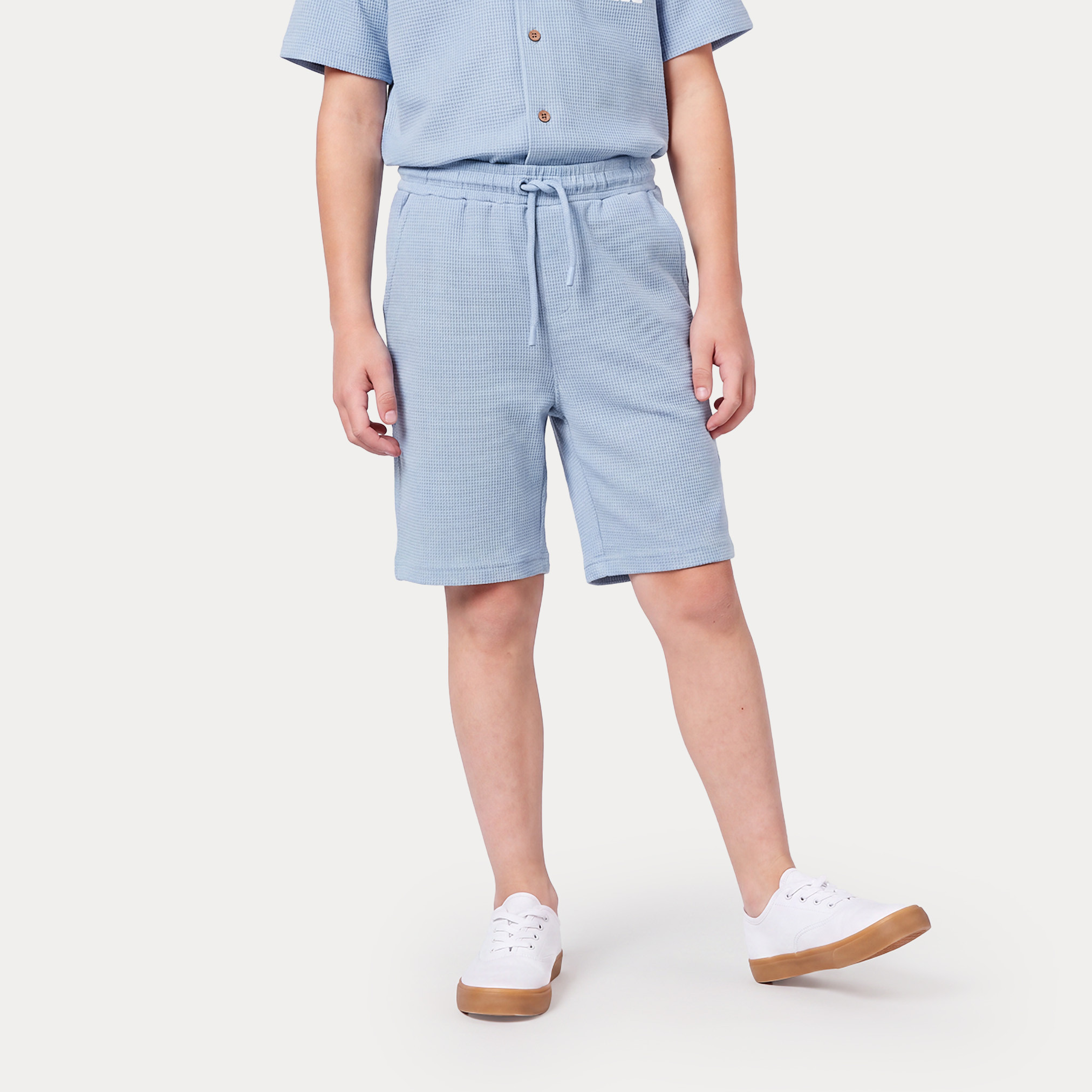 Juniors Camp Collar Short Sleeves Shirt and Shorts Set with Los Angeles Embroidery-boys-clothing-setsandcoords-image-3
