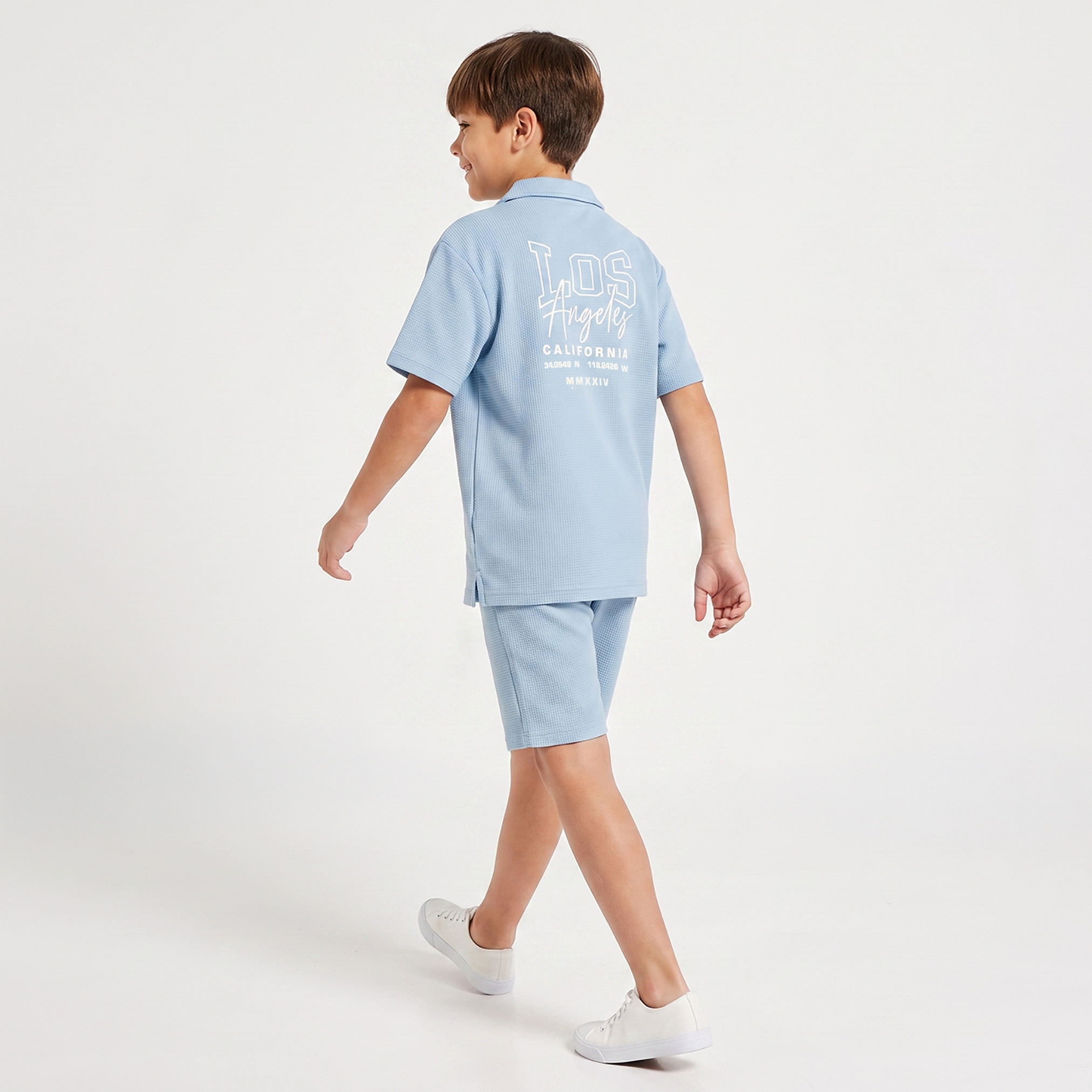 Juniors Camp Collar Short Sleeves Shirt and Shorts Set with Los Angeles Embroidery-boys-clothing-setsandcoords-image-4