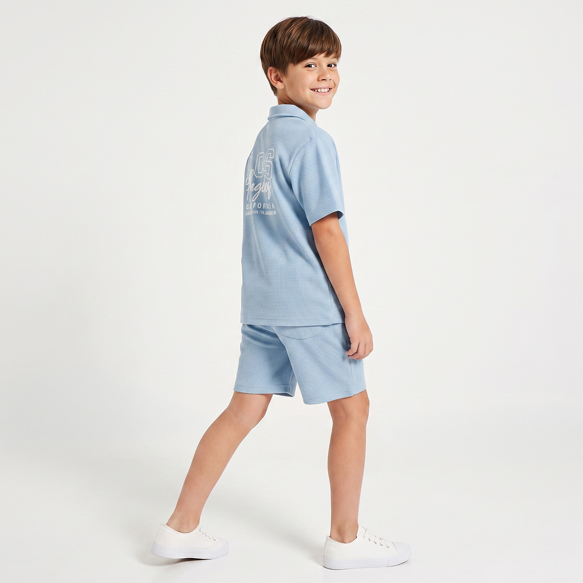 Juniors Camp Collar Short Sleeves Shirt and Shorts Set with Los Angeles Embroidery-boys-clothing-setsandcoords-image-5