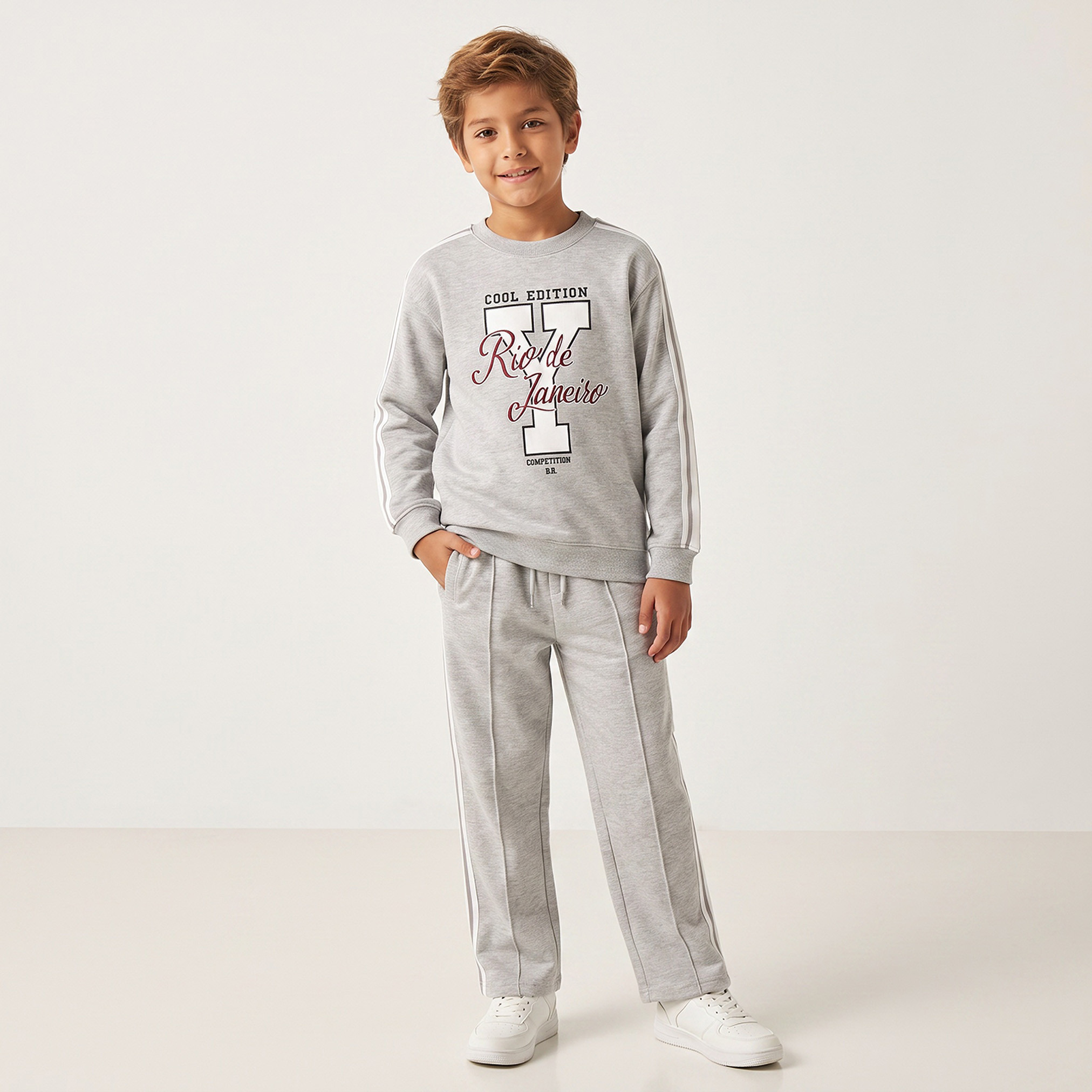 Juniors Crew Neck Long Sleeves Sweatshirt and Track Pants Set with Typographic Print-boys-clothing-setsandcoords-image-7