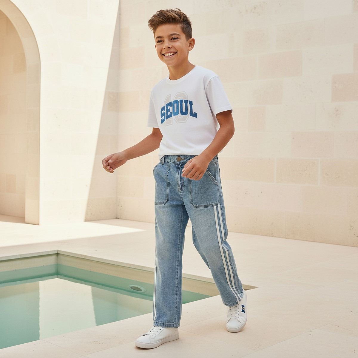 بنطلون جينز مقلم بخصر متوسط الارتفاع من جونيورز-boys-clothing-bottoms-jeans-image-2