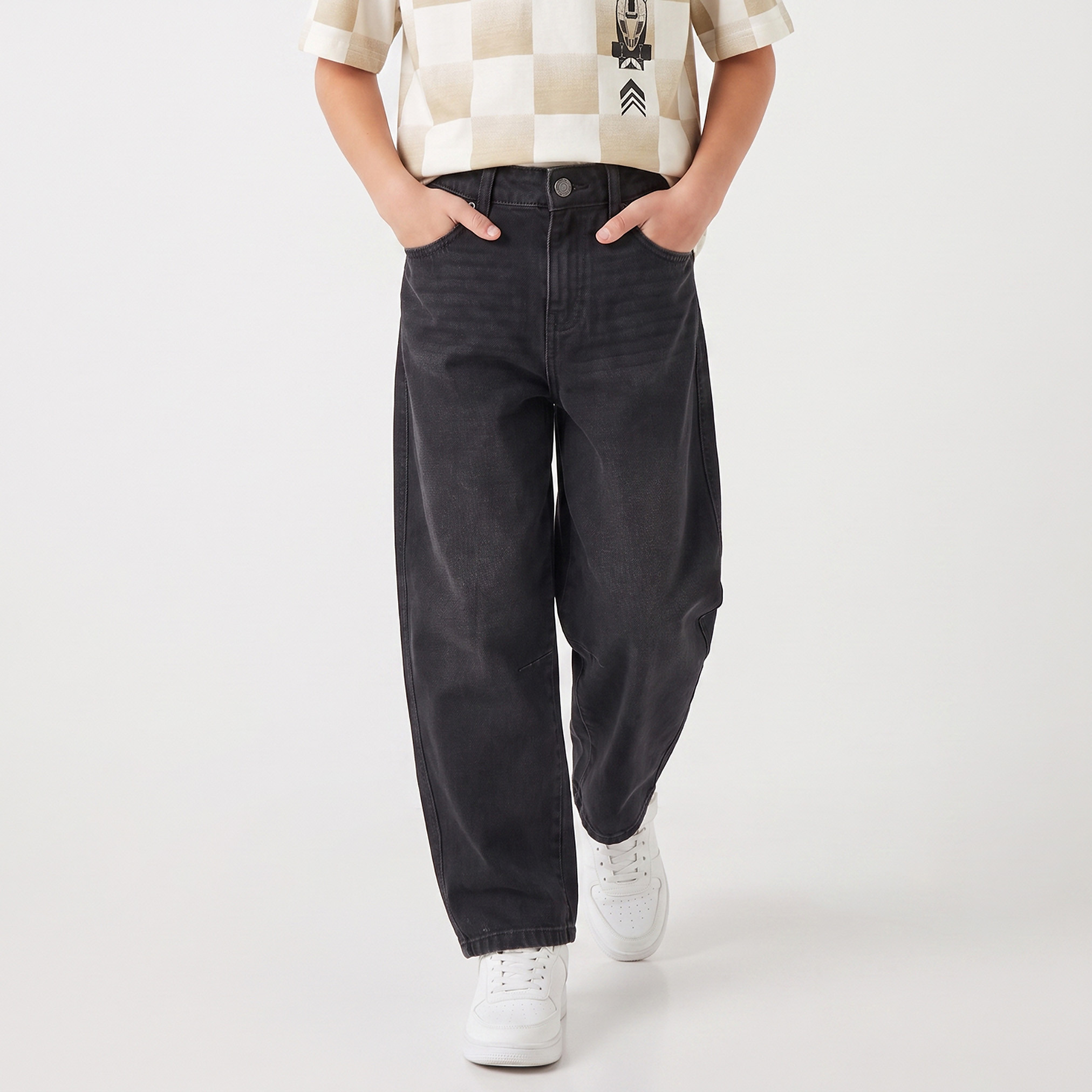 جينز دنيم مغسول بخصر متوسط الارتفاع من جونيورز-boys-clothing-bottoms-jeans-image-1