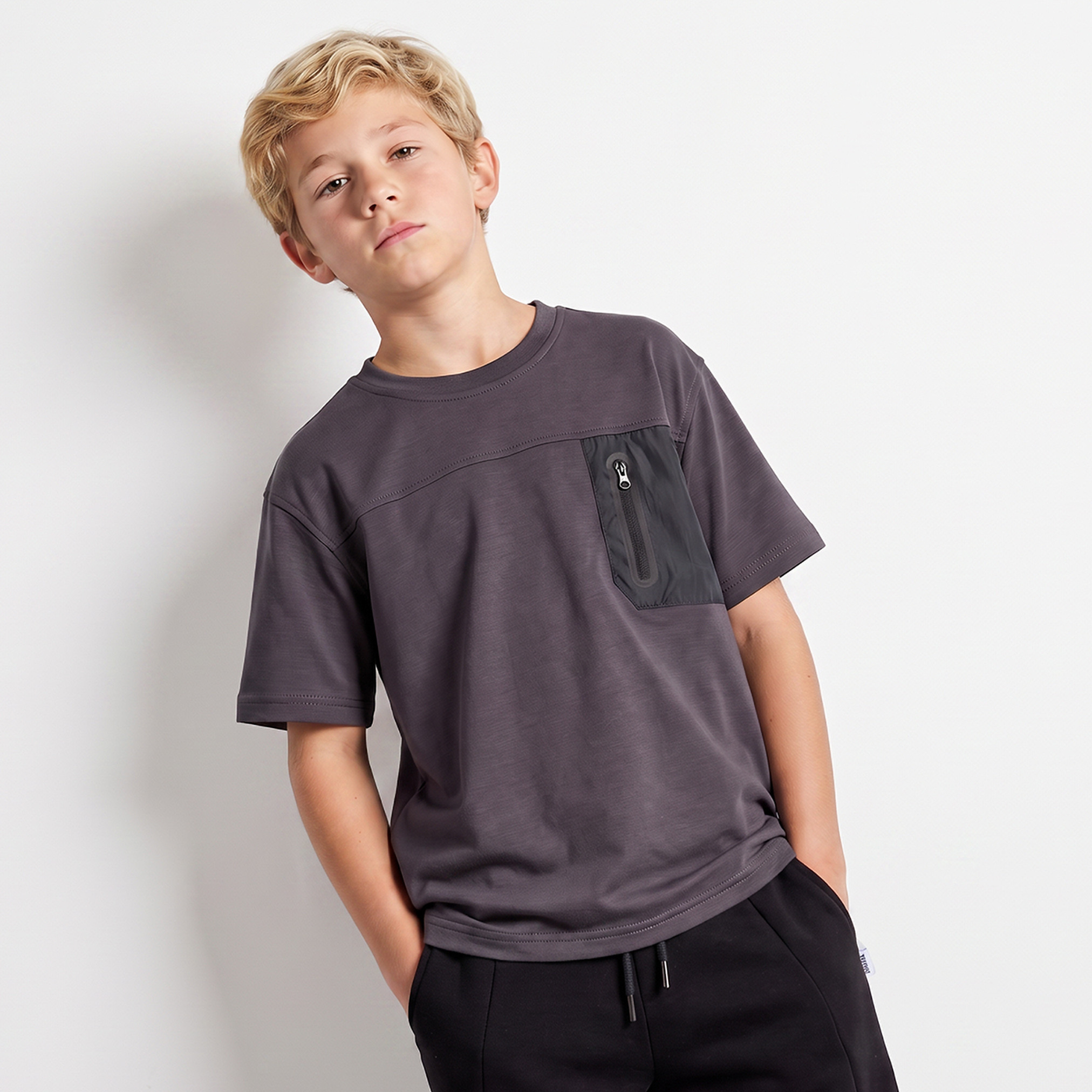 XYZ Crew Neck Short Sleeves T-shirt with Zipper Pocket-boys-clothing-tshirtsandpolos-image-1