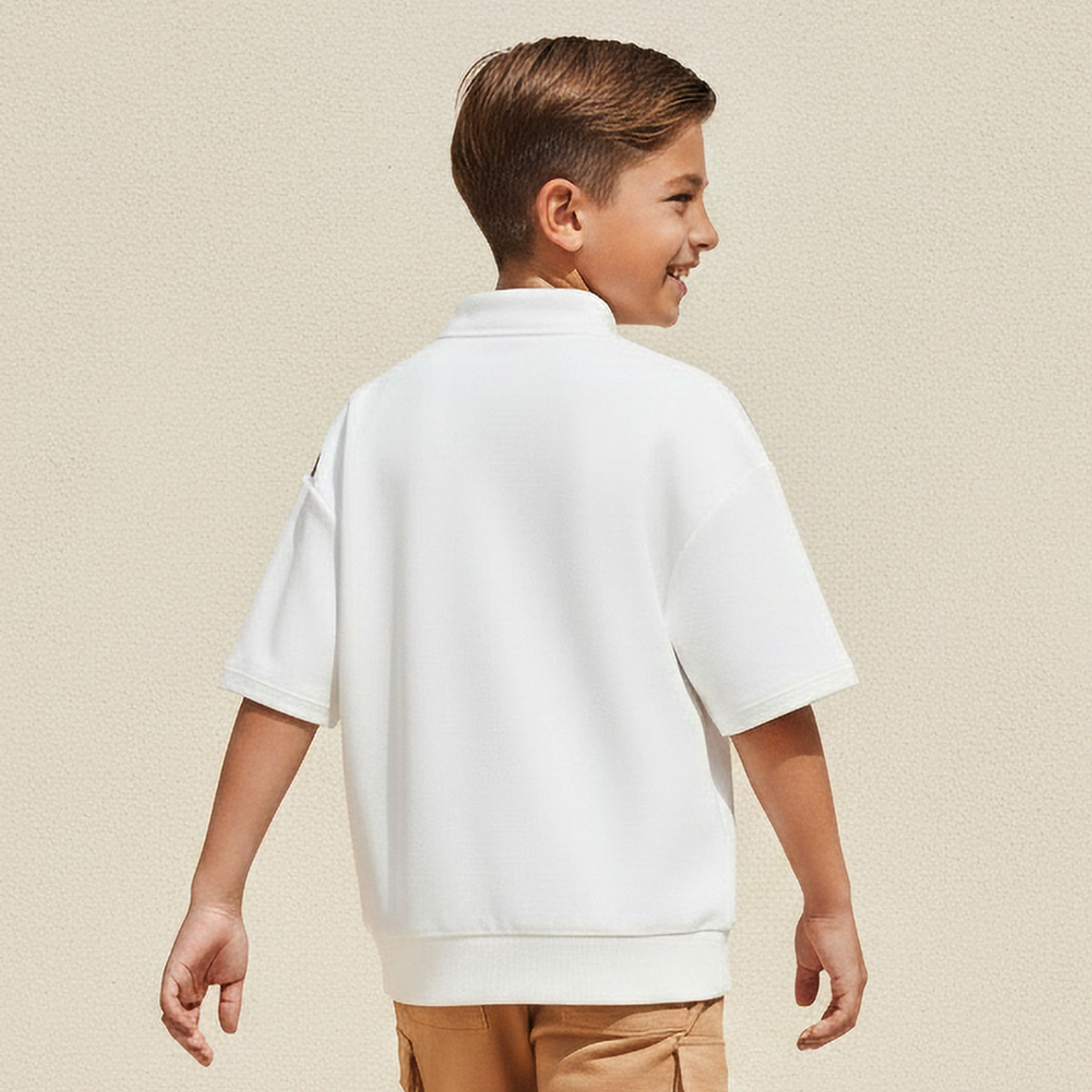 تيشيرت بياقة عالية وأكمام قصيرة وخيوط متباينة من إكس واي زد-boys-clothing-tshirtsandpolos-image-3
